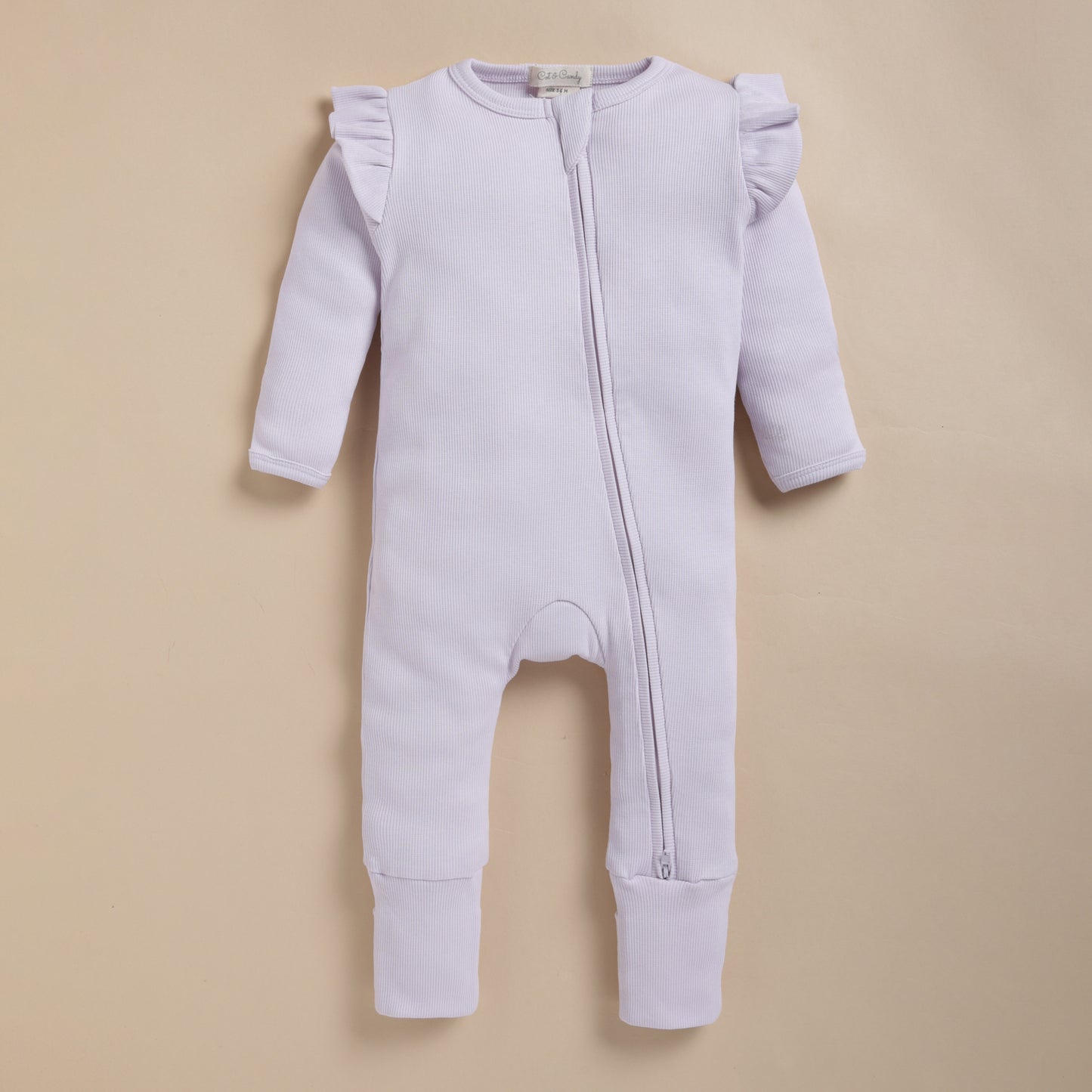 Lavender Fog Organic Zipsuit with Frill