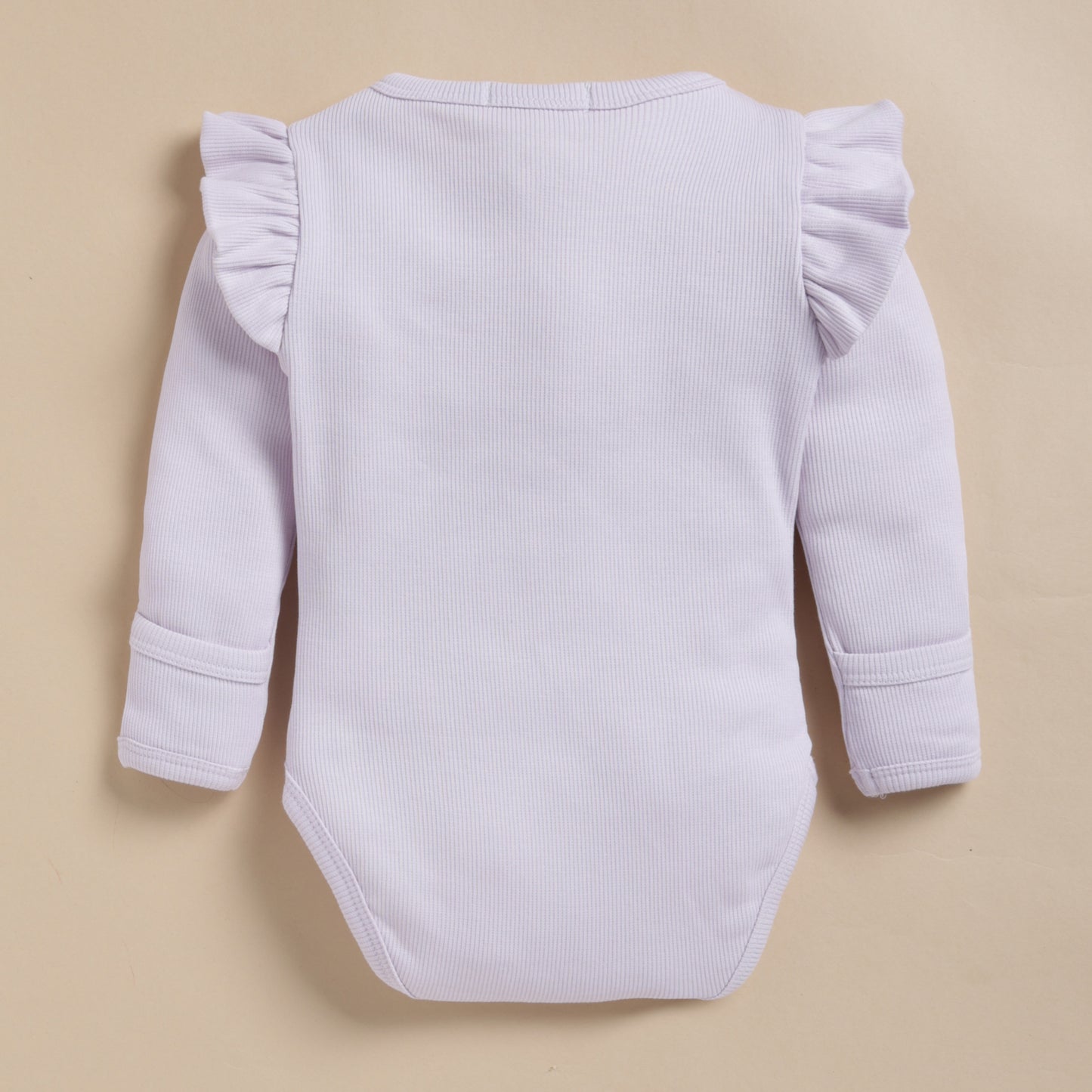 Lavender Fog Organic Long Sleeve Bodysuit With Frill