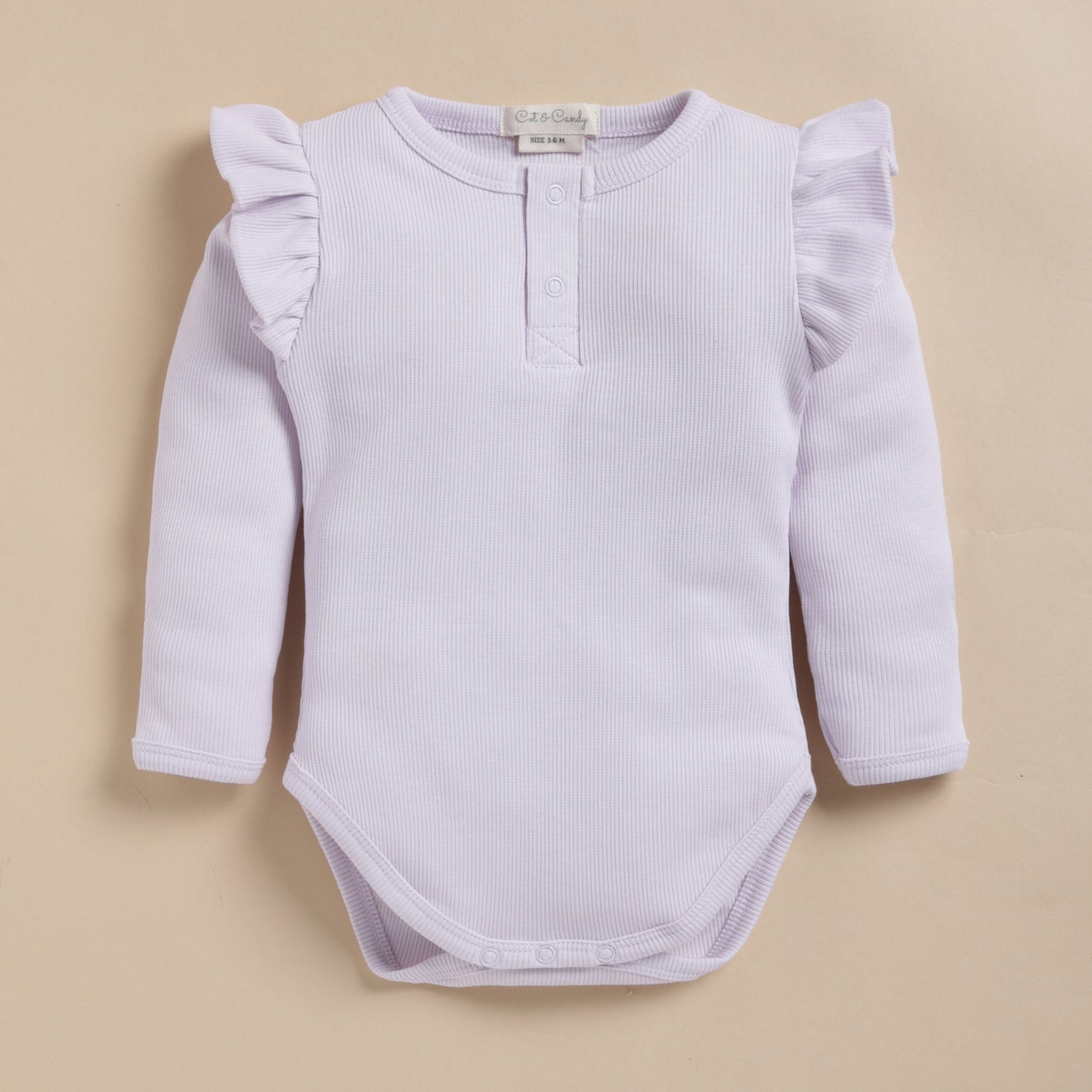Nostalgia Rose + Lavender Fog Organic Long Sleeve Bodysuit With Frill