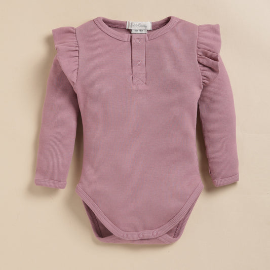 Nostalgia Rose Organic Long Sleeve Bodysuit With Frill