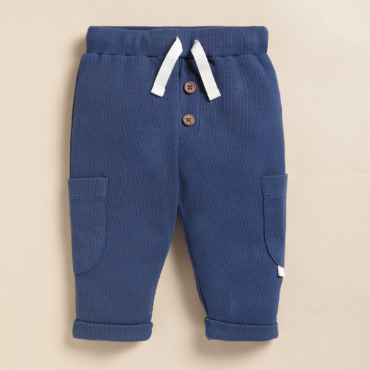 Navy Organic Drawstring Leggings