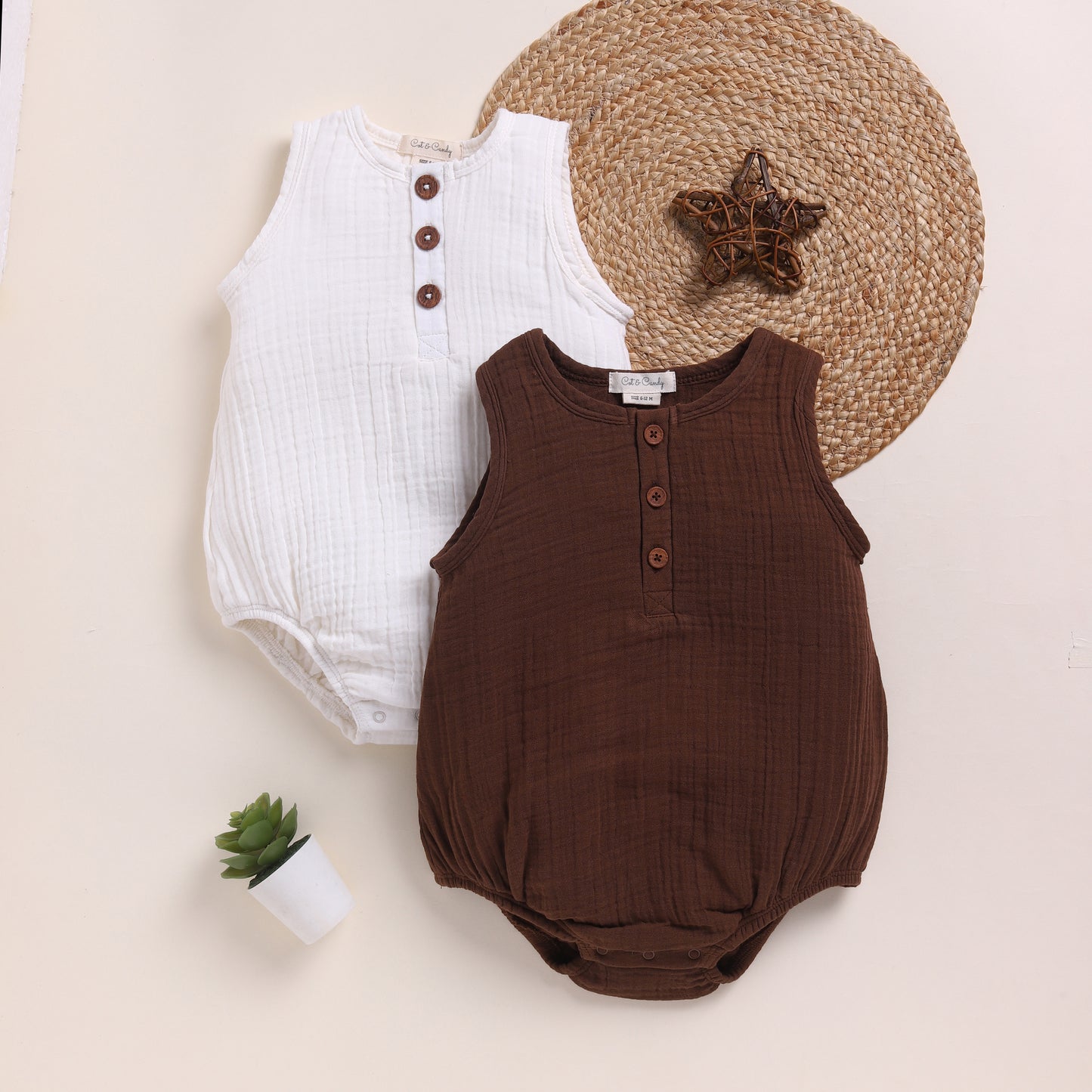 Milk + Cocoa Whisper Organic Muslin Bubble Romper Pack Of 2