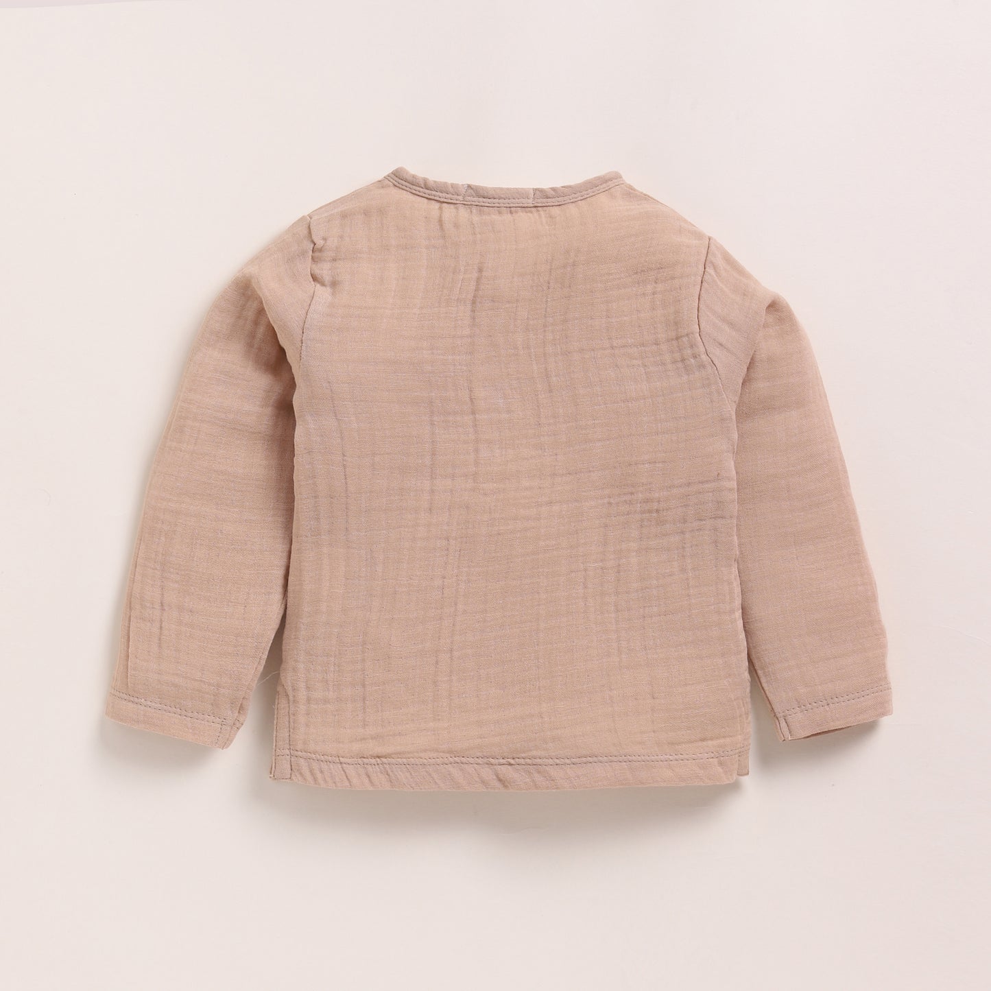 Latte + Cocoa Whisper Organic Muslin Long Sleeve Henley Tshirt With Lounge Pant Set