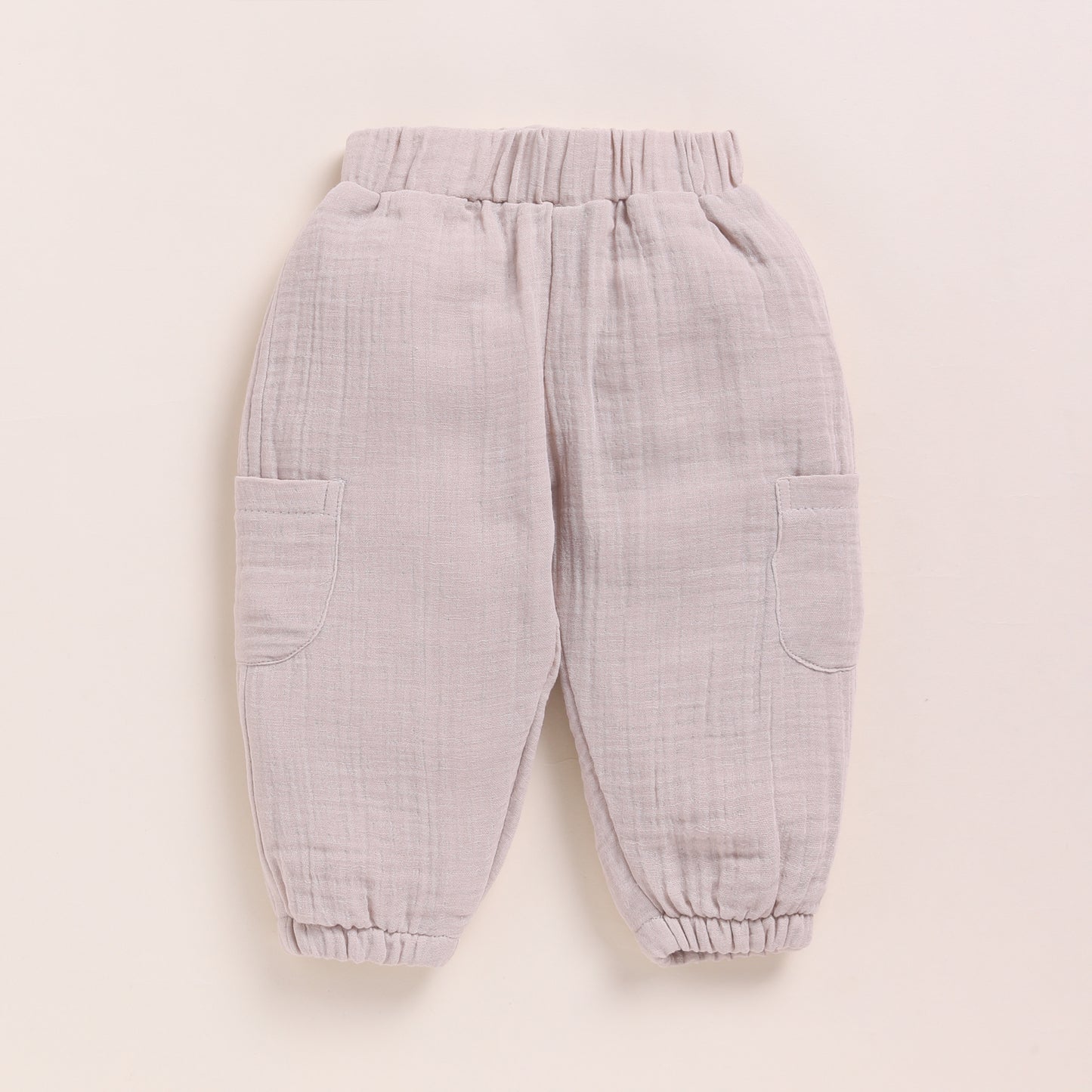 Cocoa Whisper + Oatmeal Organic Muslin Long Sleeve Henley Tshirt With Lounge Pant Set