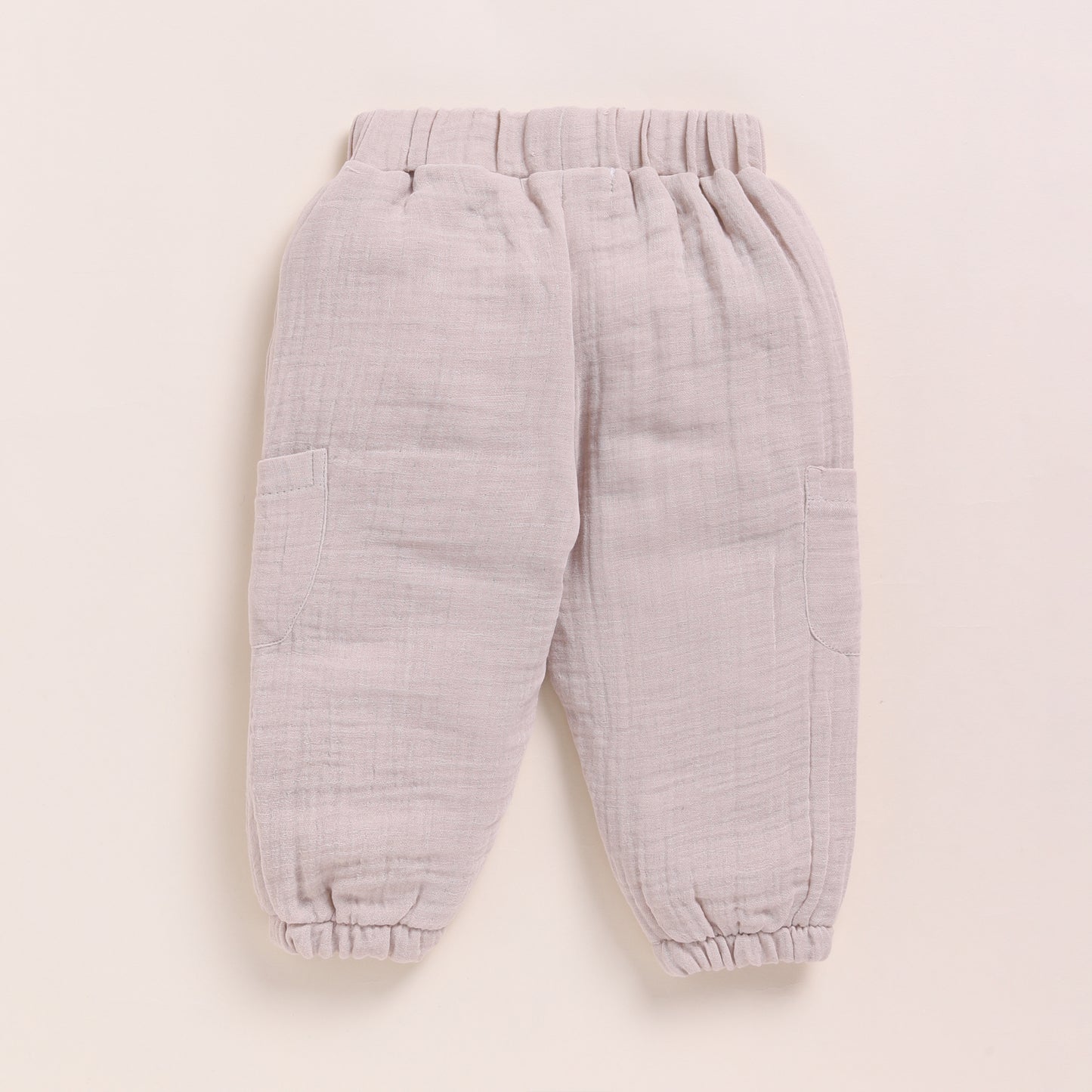 Cocoa Whisper + Oatmeal Organic Muslin Long Sleeve Henley Tshirt With Lounge Pant Set