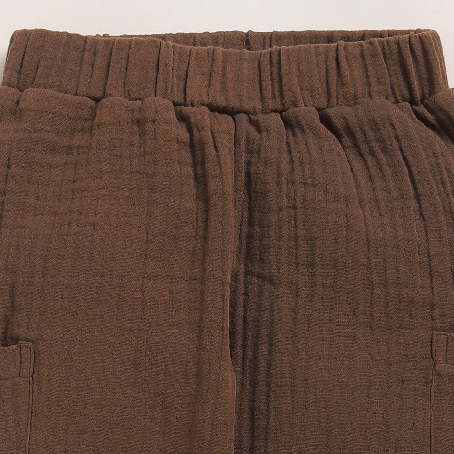 Latte + Cocoa Whisper Organic Muslin Long Sleeve Henley Tshirt With Lounge Pant Set