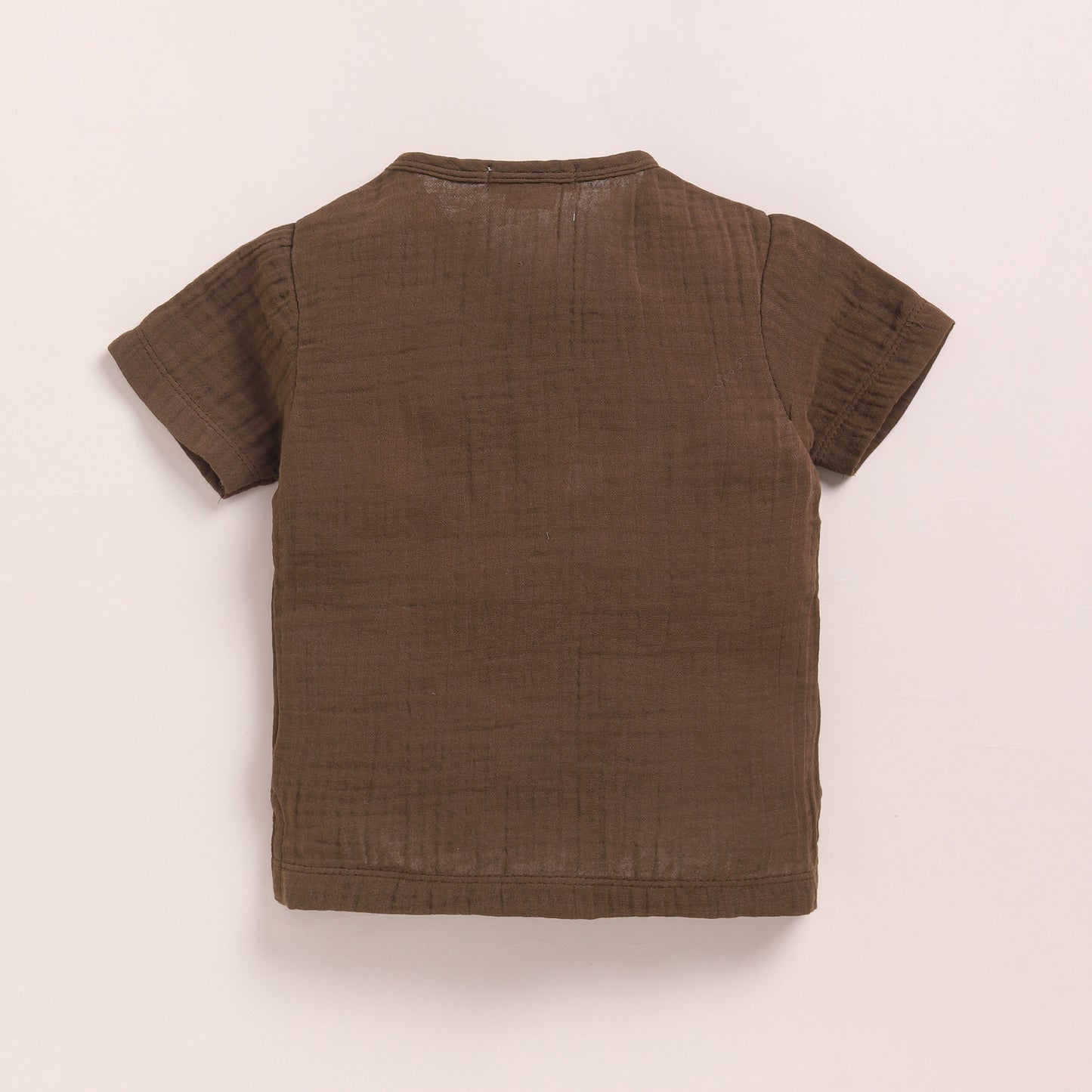 Cocoa Whisper Organic Muslin Short Sleeve Henley T-Shirt