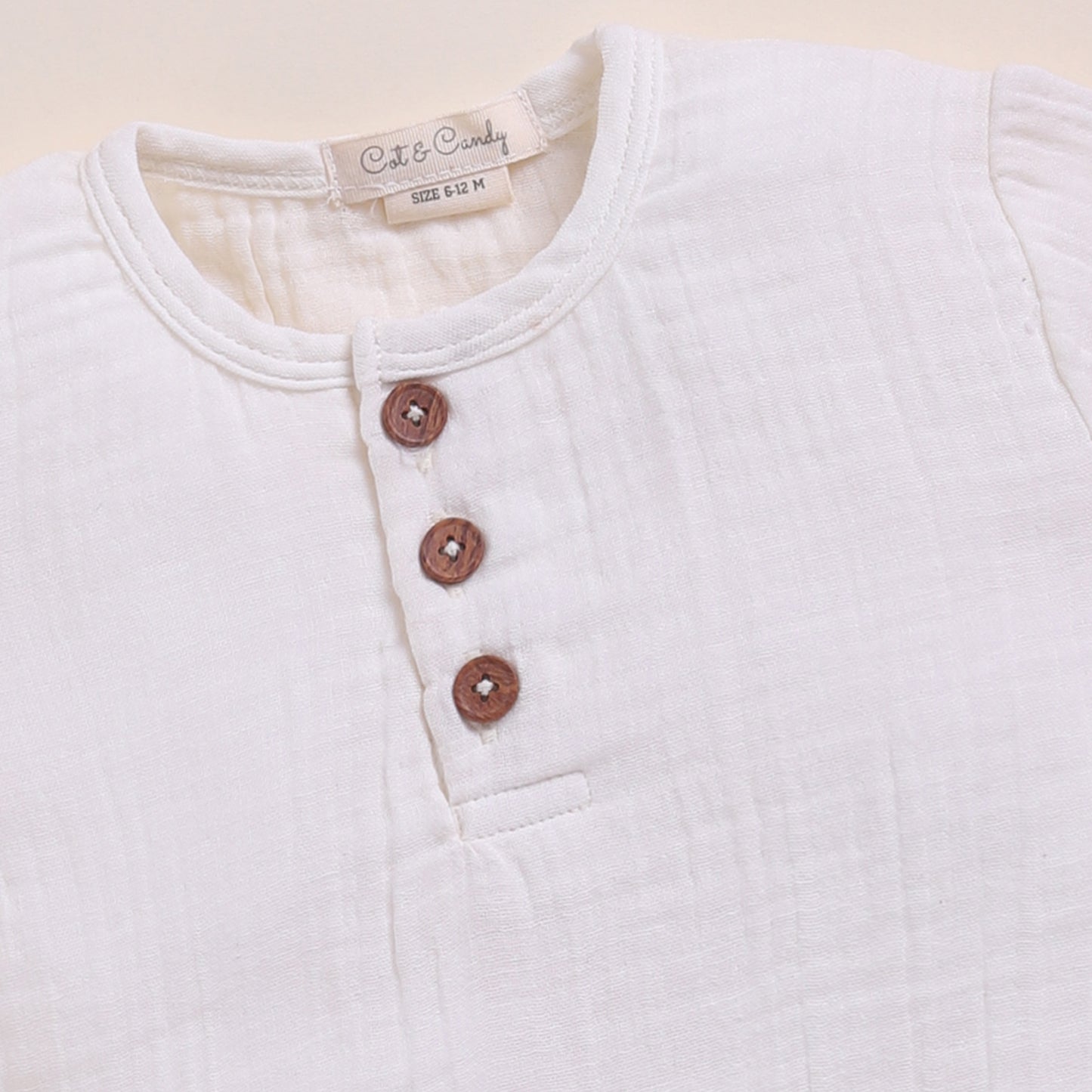 Milk + Cocoa Whisper Organic Muslin Short Sleeve Henley T-shirt With Lounge Pant Set