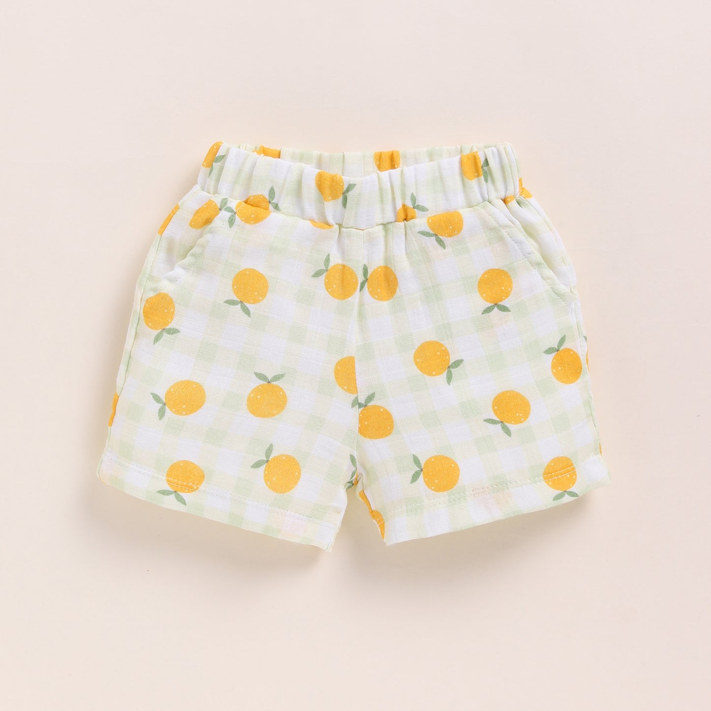 Orange Print Organic Muslin Jhabla Set