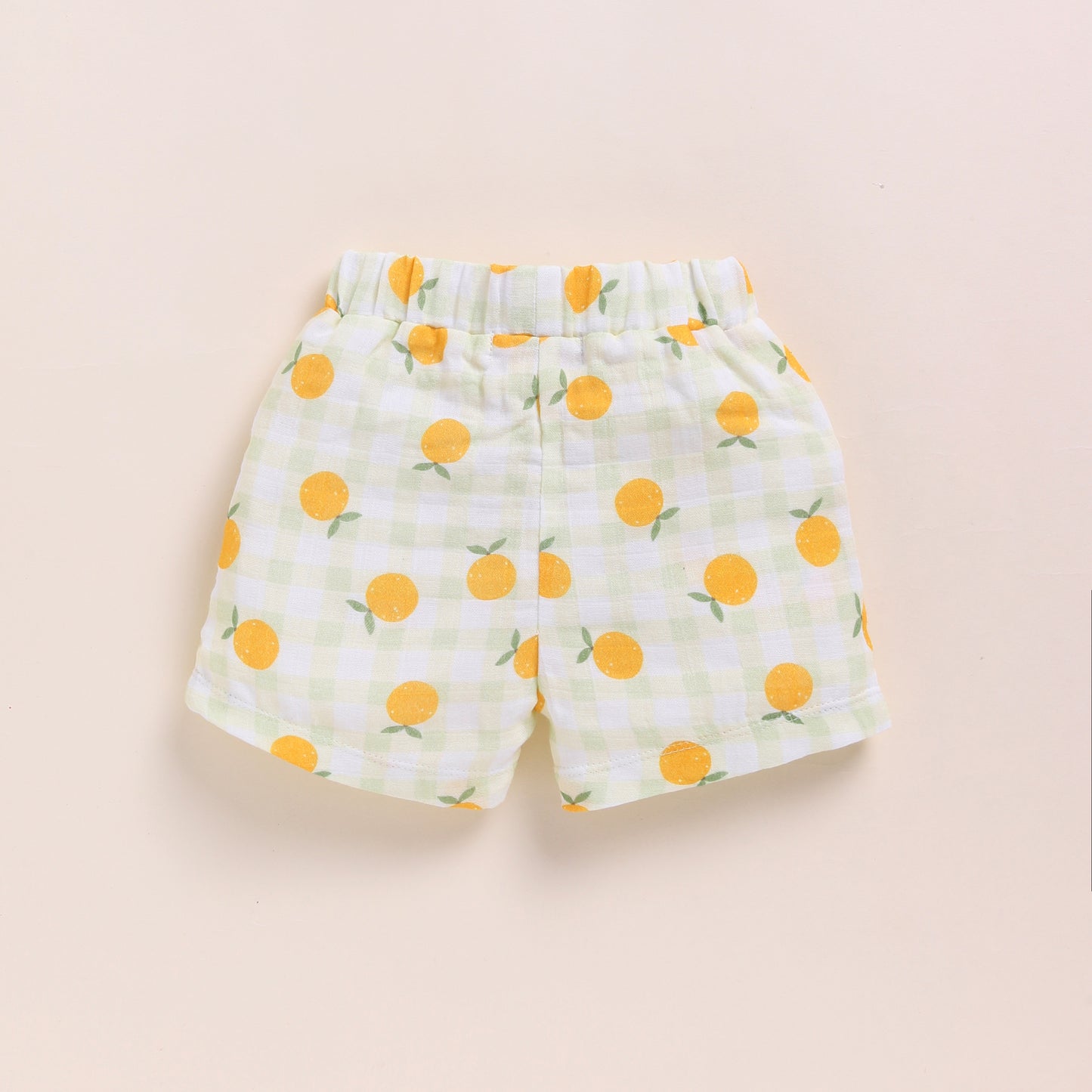 Orange Print Organic Muslin Jhabla Set