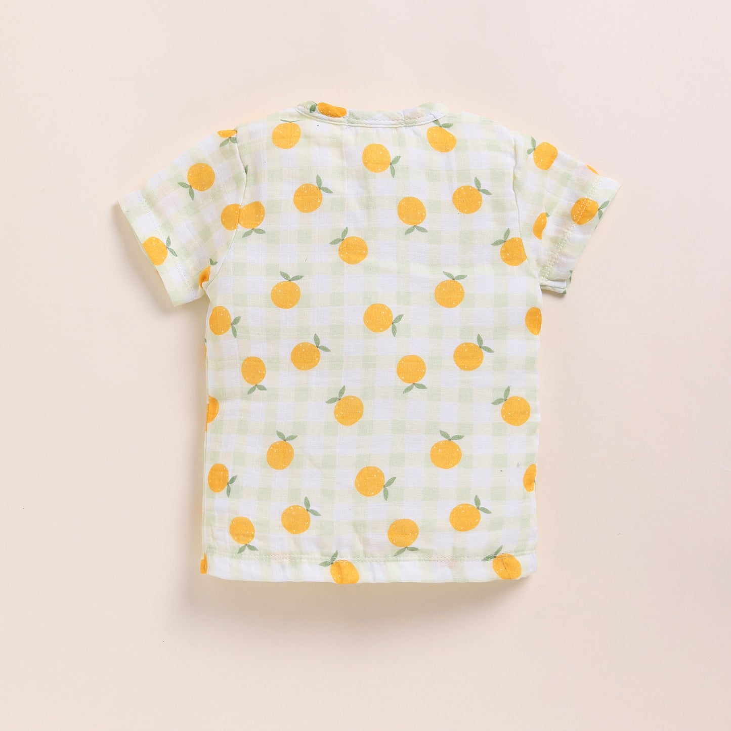 Orange Print Organic Muslin Jhabla Set