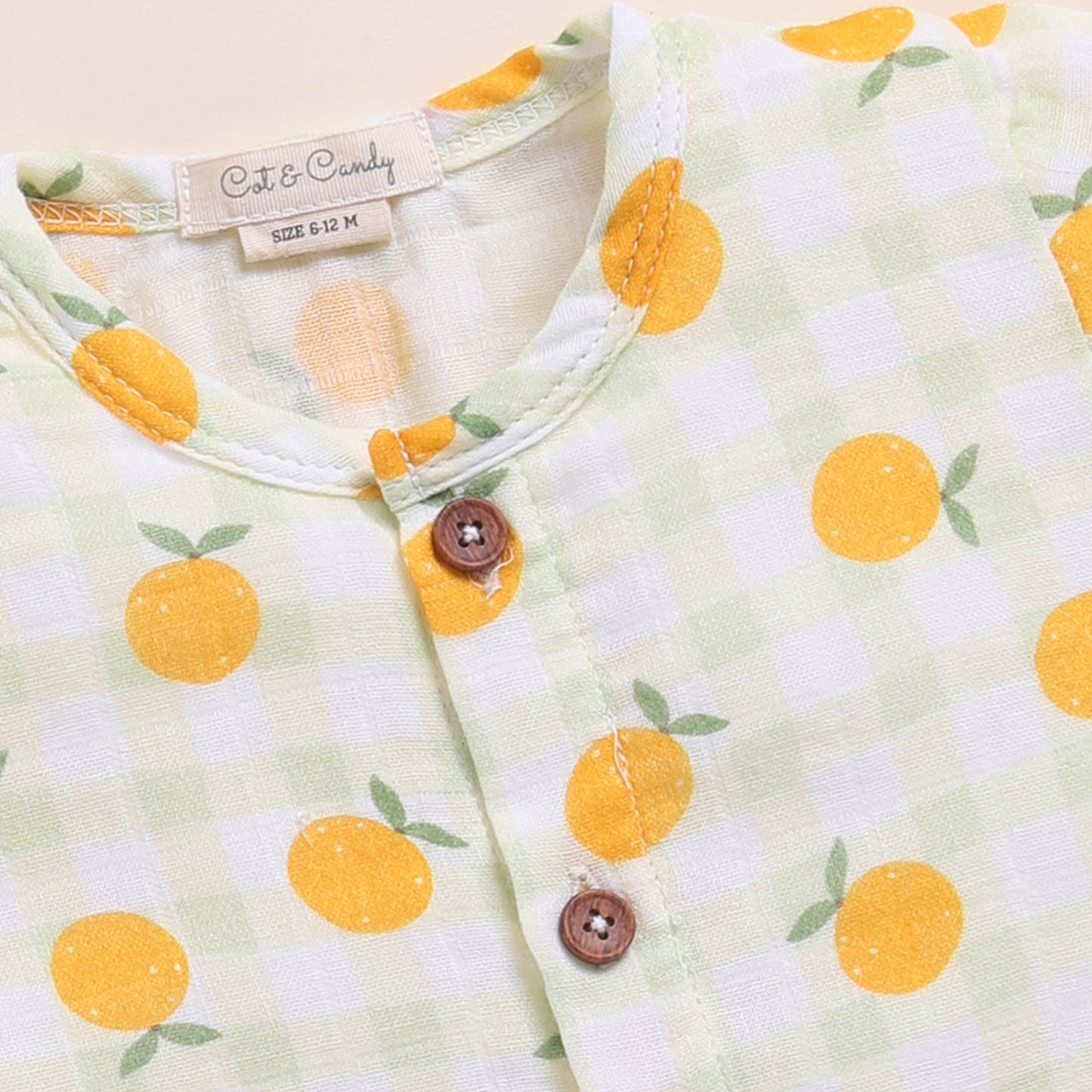 Orange Print Organic Muslin Jhabla Set