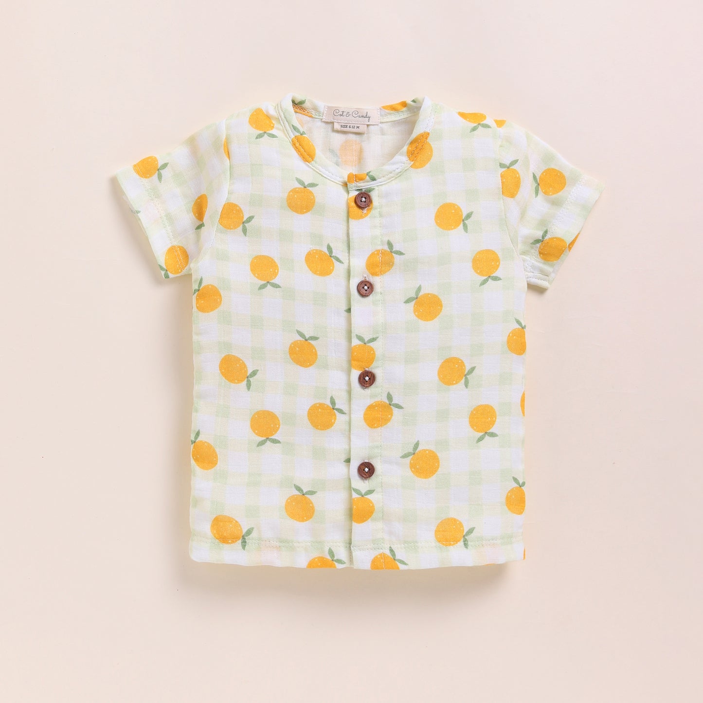 Orange Print Organic Muslin Jhabla Set
