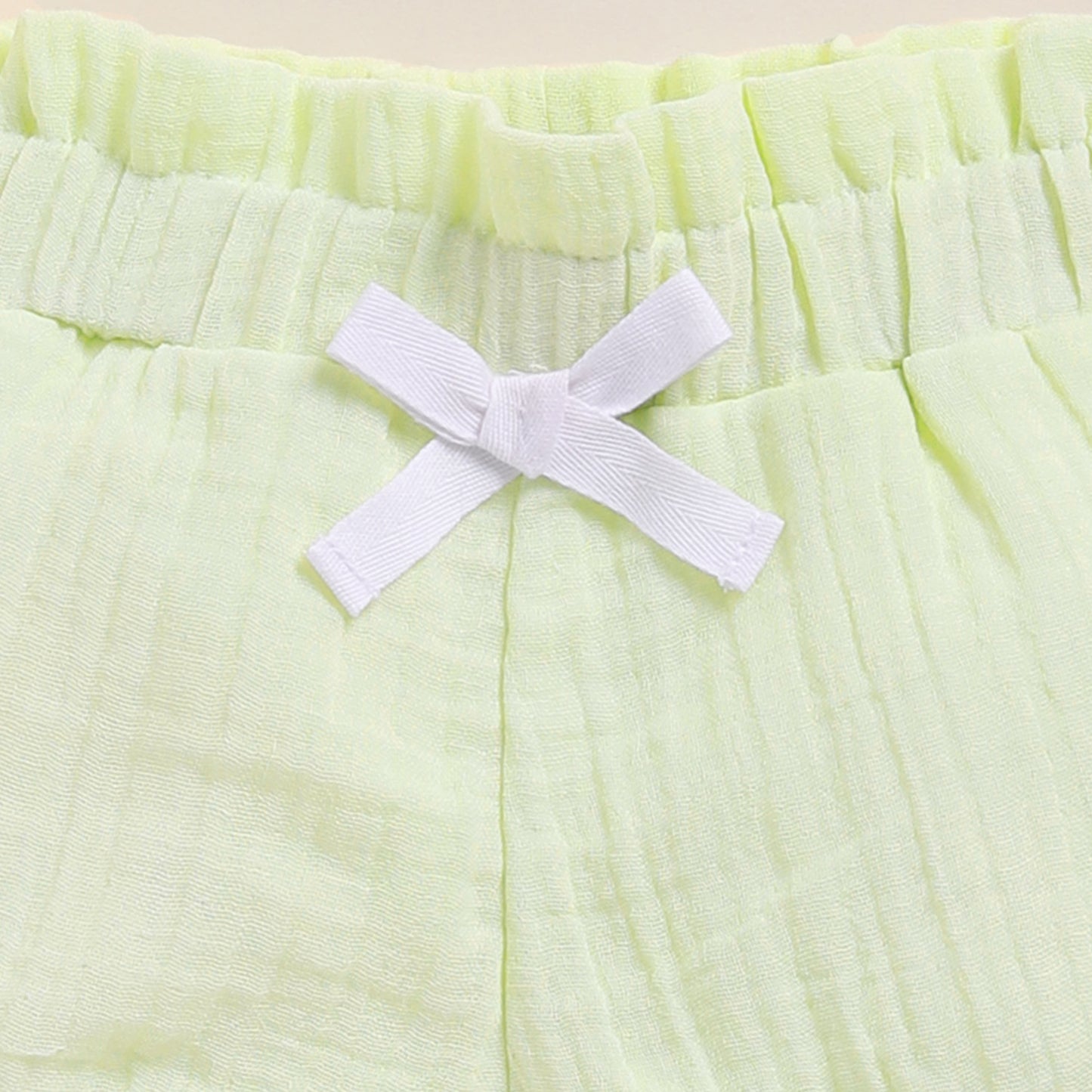 Pistachio Cream Organic Muslin Frill Top Set