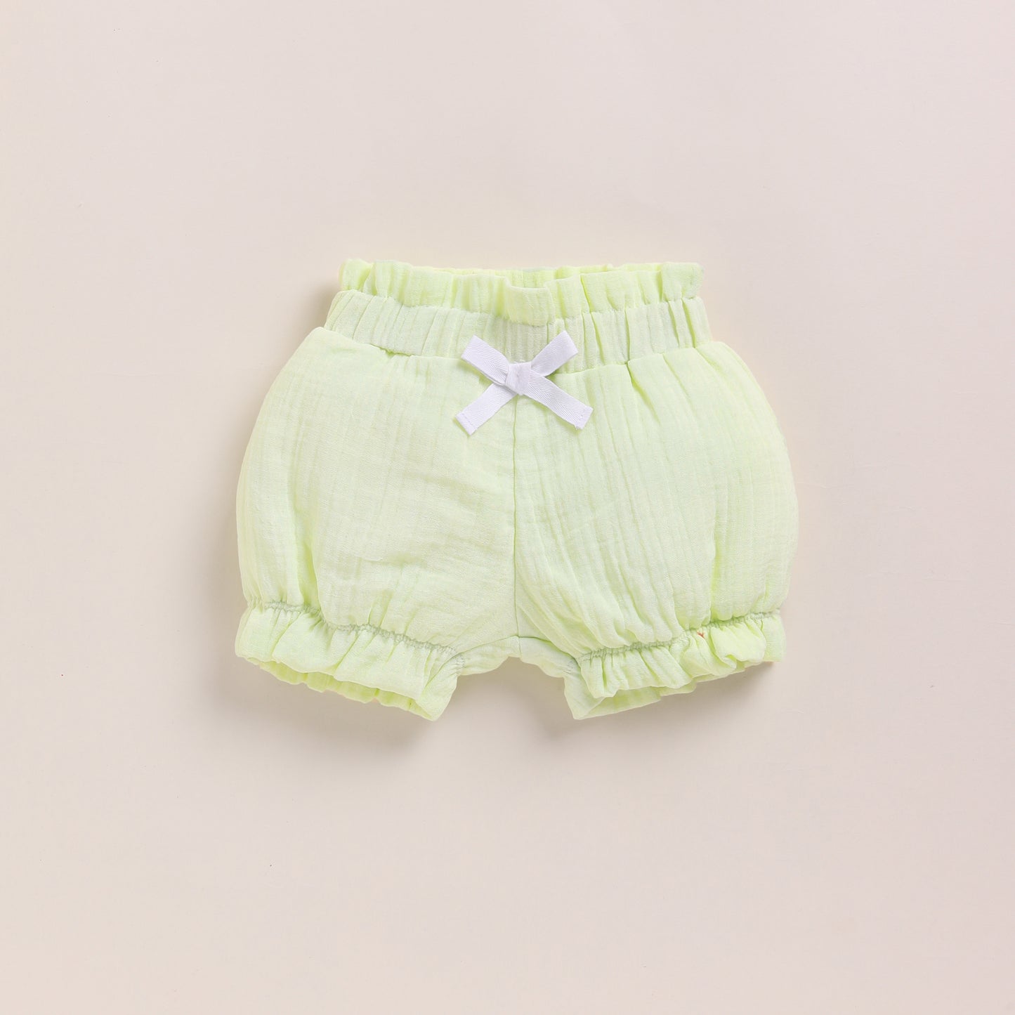 Pistachio Cream Organic Muslin Frill Top Set