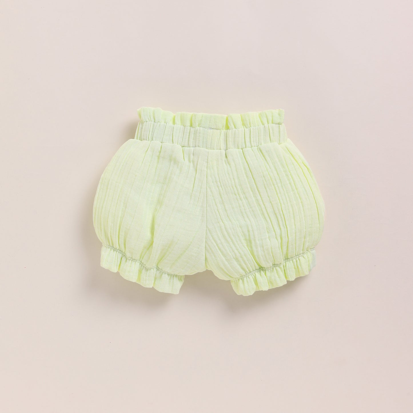 Pistachio Cream Organic Muslin Frill Top Set