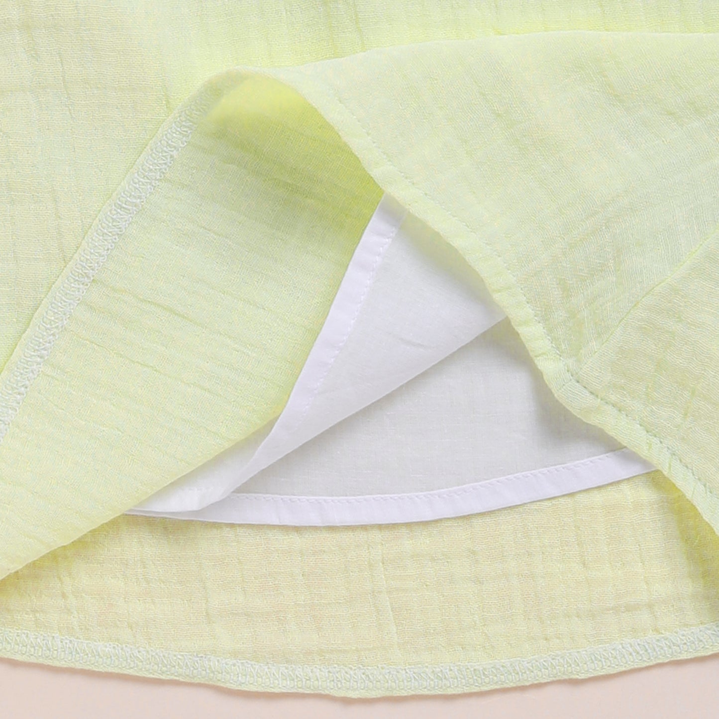 Pistachio Cream Organic Muslin Frill Top Set