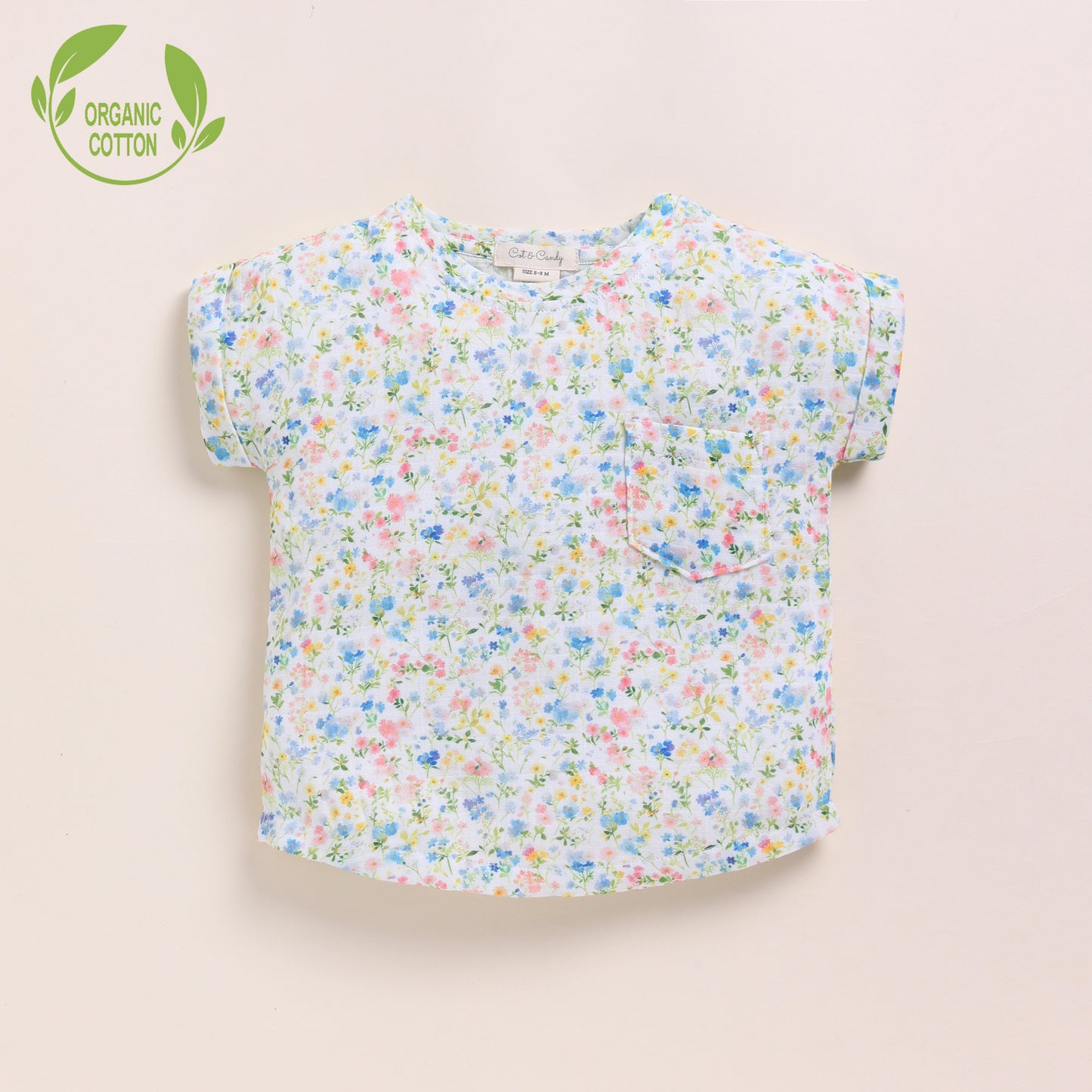 Spring Floral + Denim Organic Muslin Oversized Tee With Legging