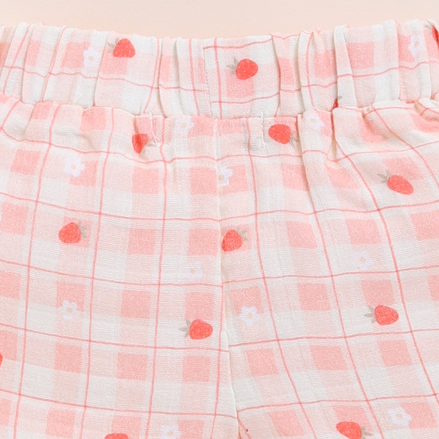 Strawberry Print Organic Muslin Jhabla Set