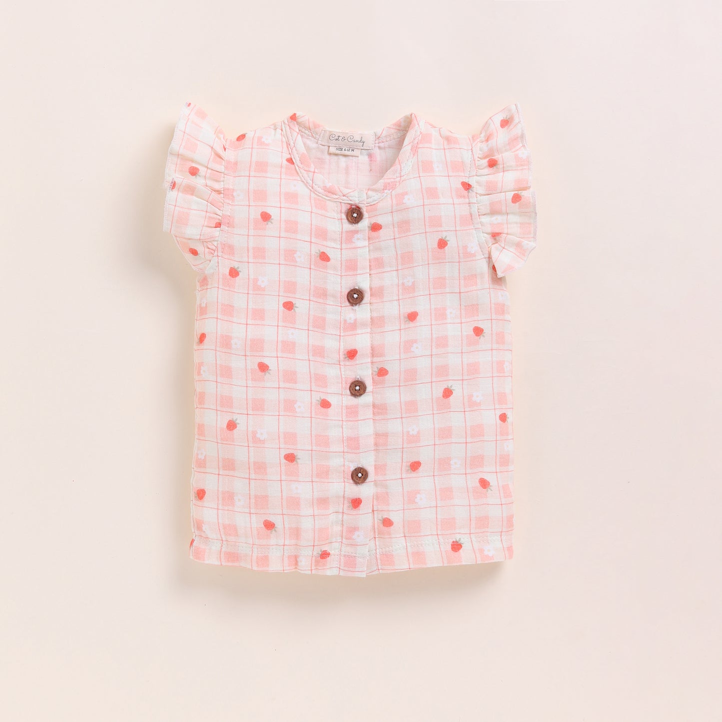 Strawberry Print Organic Muslin Jhabla Set