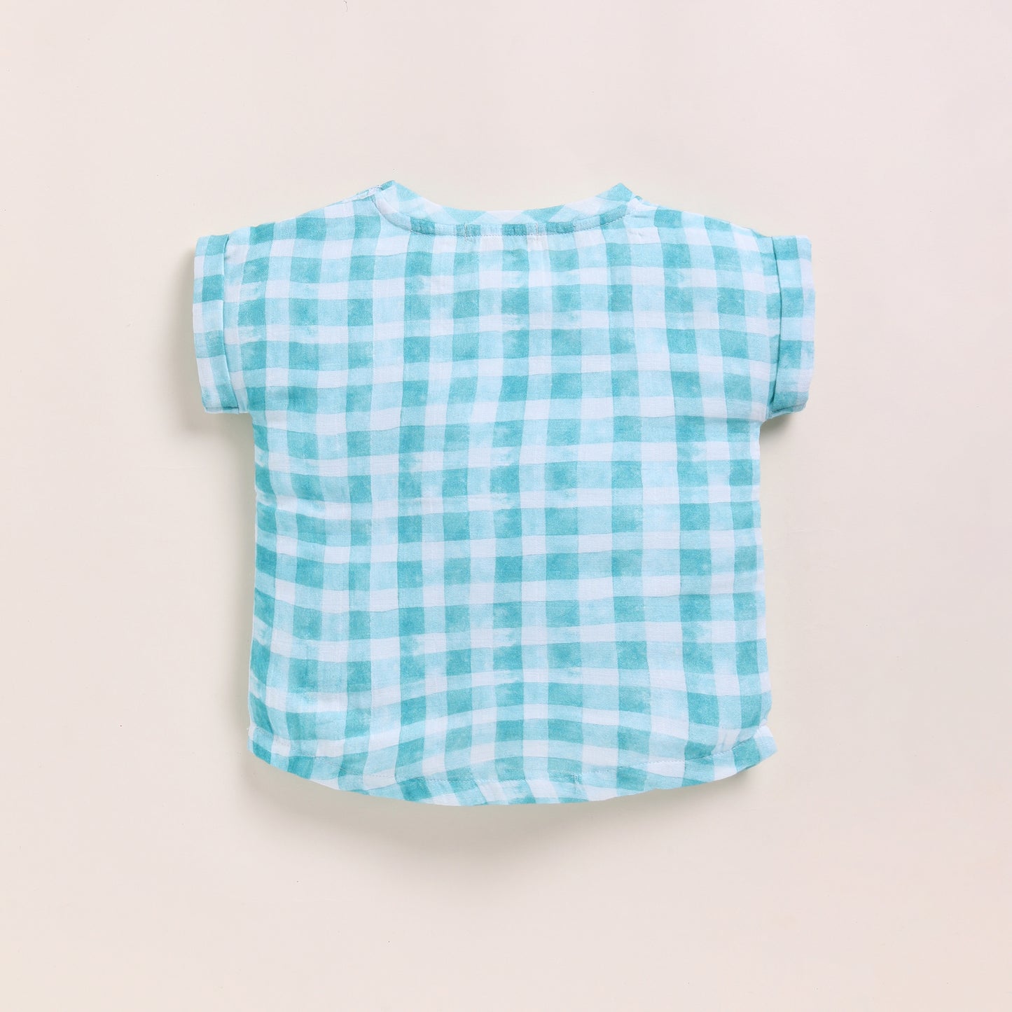 Teal Check + Pink Check + Sage Check Organic Muslin Oversized Tees Pack Of 3