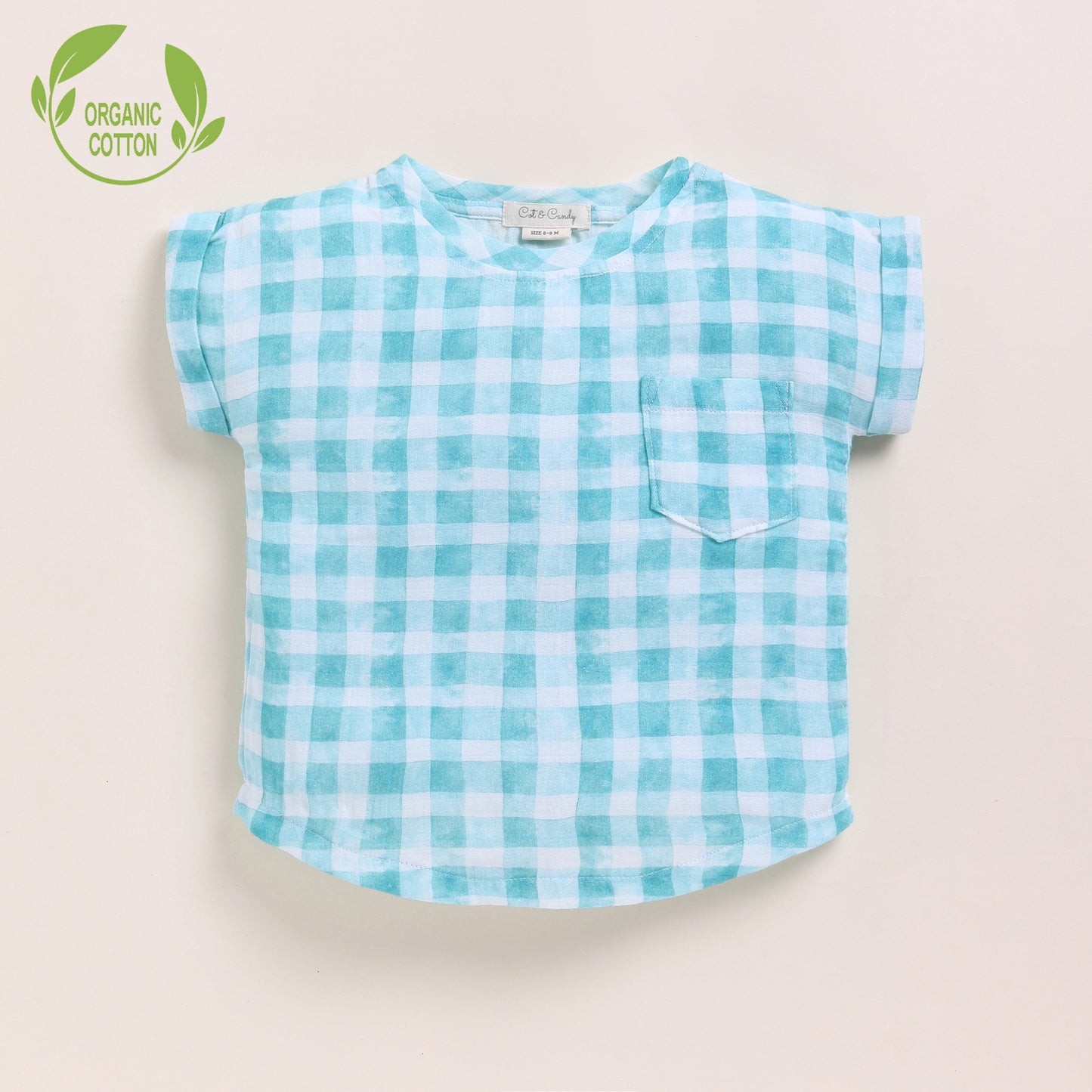 Teal Check + Sage Check Organic Muslin Oversized Tees Pack Of 2