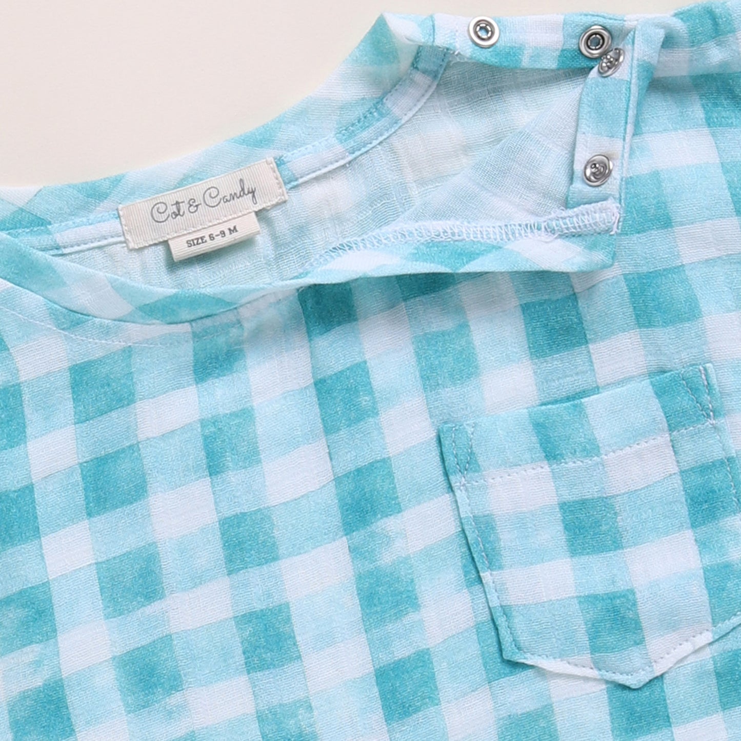 Teal Check + Pink Check + Sage Check Organic Muslin Oversized Tees Pack Of 3