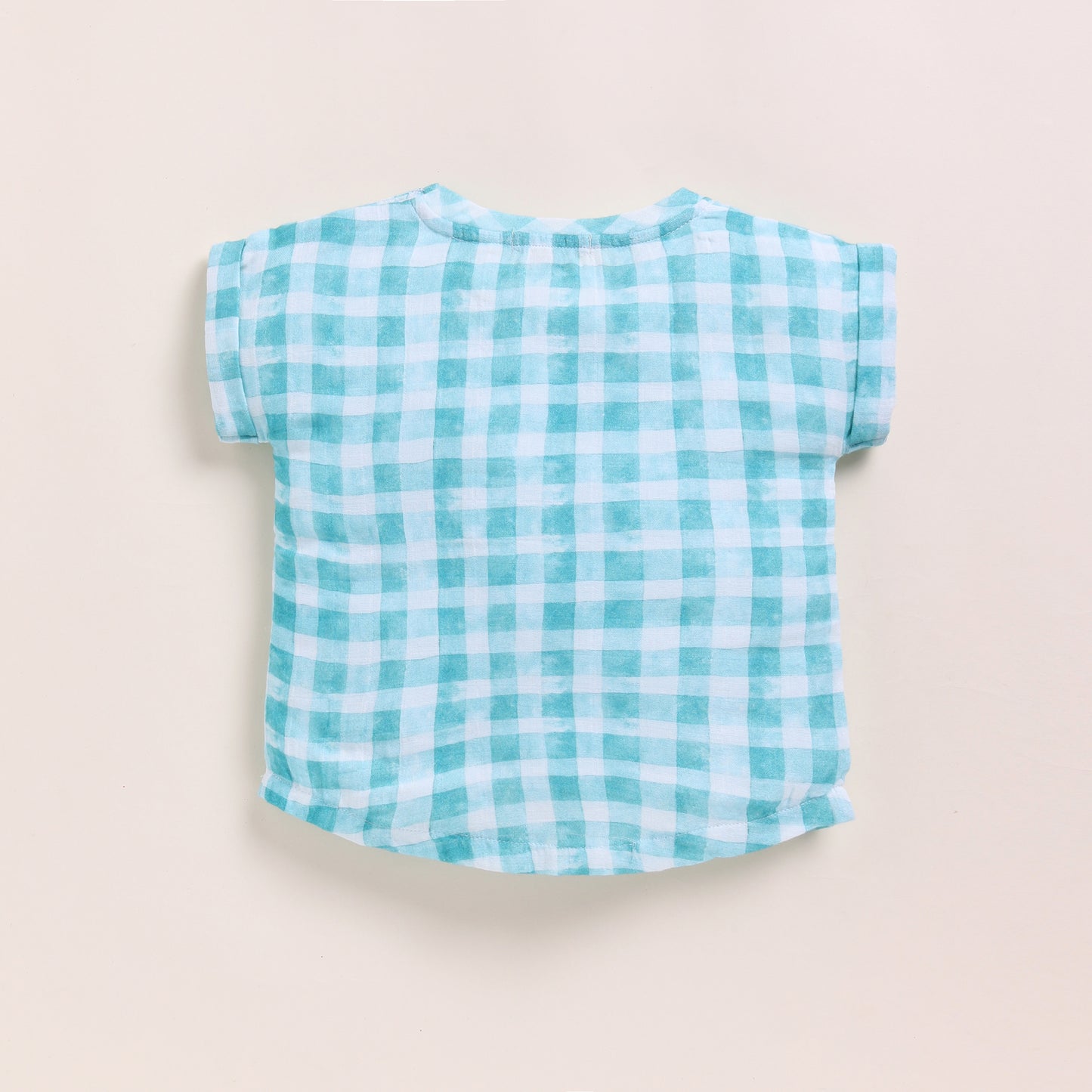 Teal Check + Sage Check Organic Muslin Oversized Tees Pack Of 2