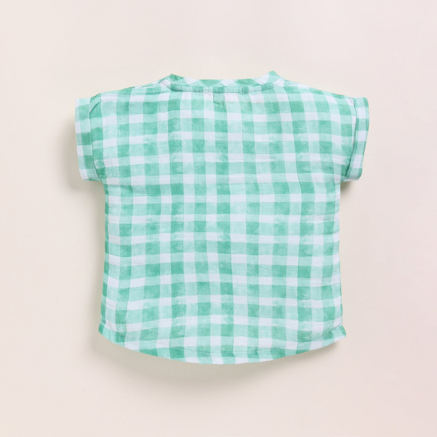 Pink Check + Sage Check Organic Muslin Oversized Tees Pack Of 2