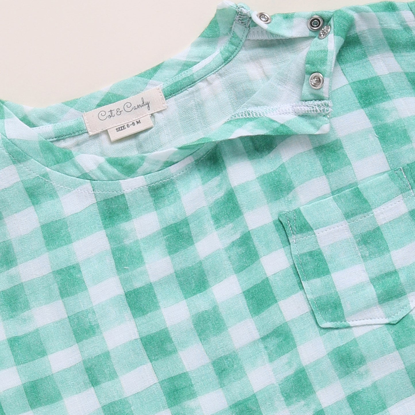 Pink Check + Sage Check Organic Muslin Oversized Tees Pack Of 2