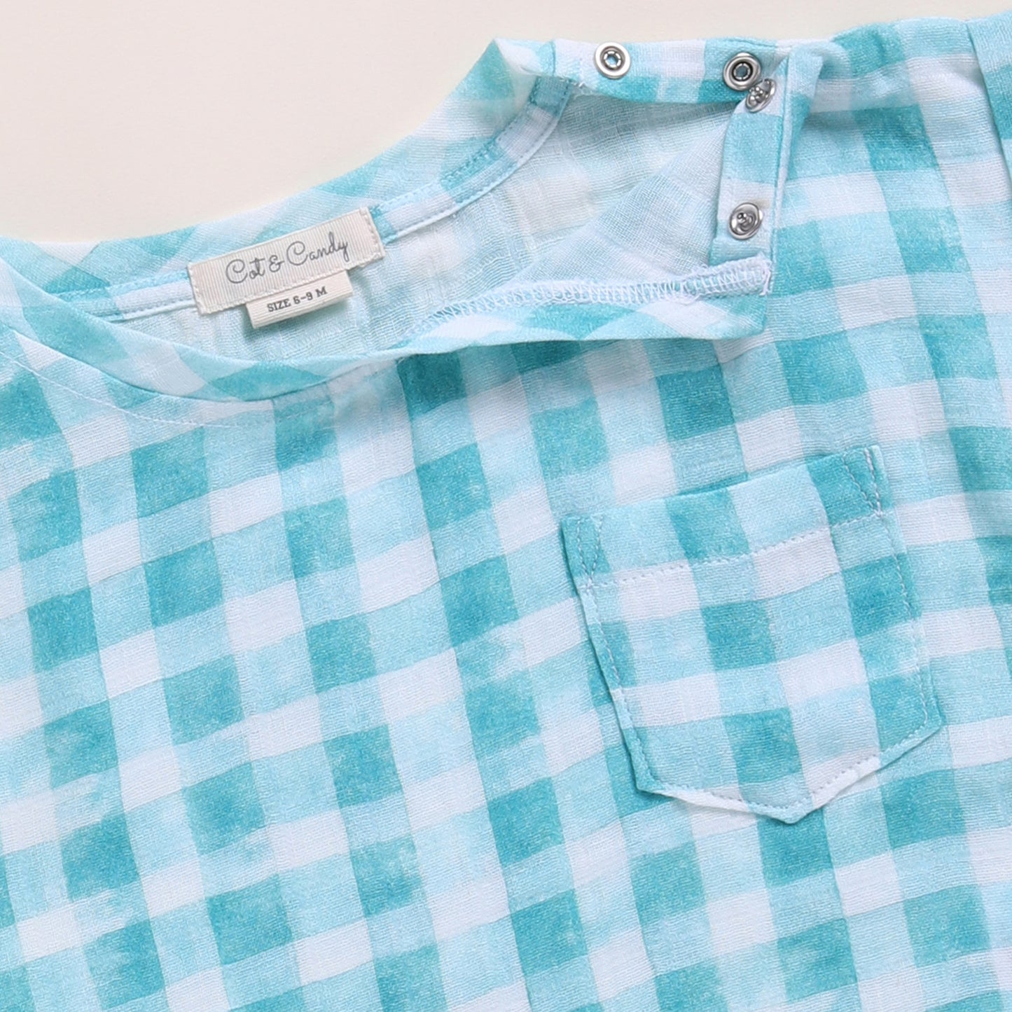 Teal Check + Sage Check Organic Muslin Oversized Tees Pack Of 2