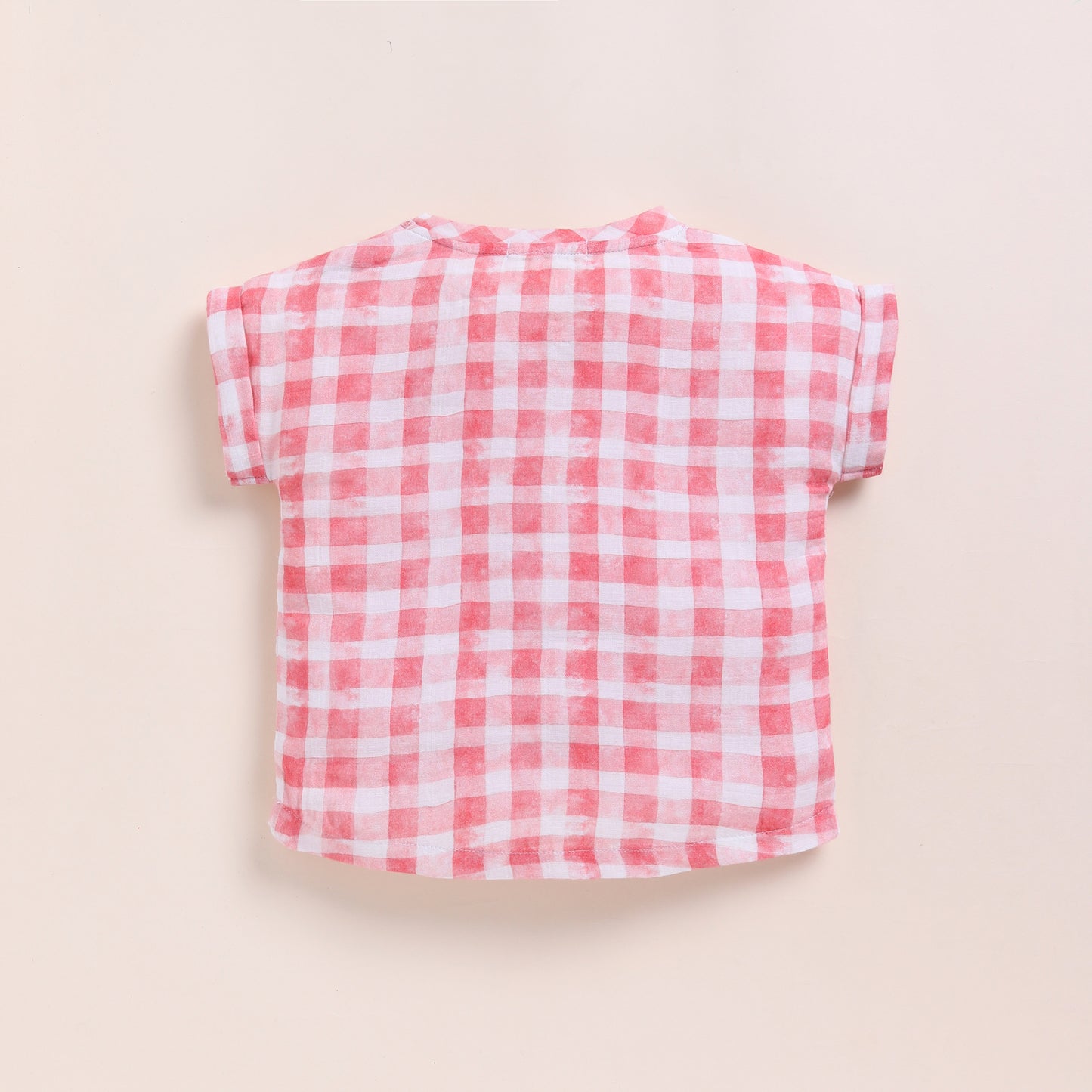 Pink Check + Sage Check Organic Muslin Oversized Tees Pack Of 2