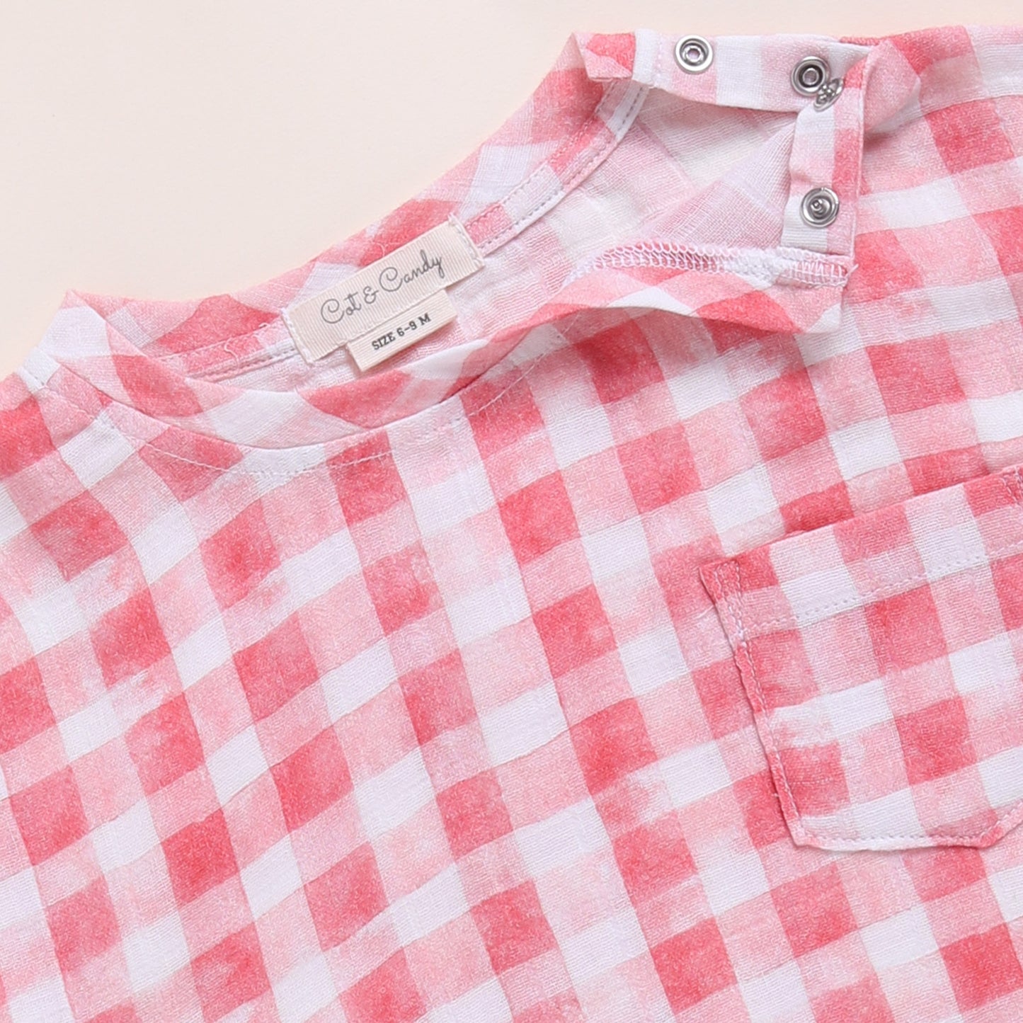 Pink Check + Sage Check Organic Muslin Oversized Tees Pack Of 2