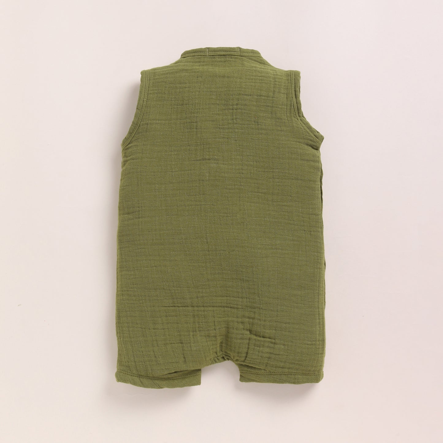 Olive + Pistachio Cream Organic Muslin Half Romper Pack Of 2