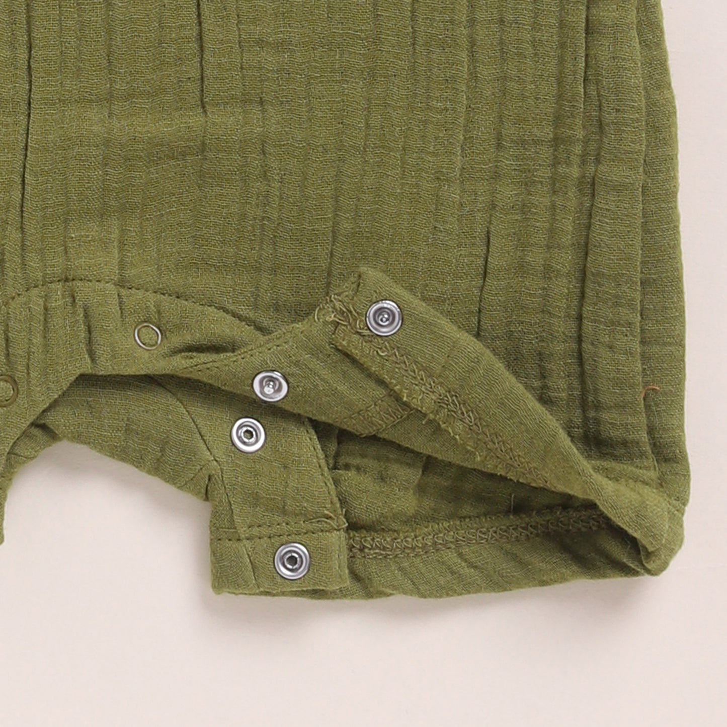 Olive + Pistachio Cream Organic Muslin Half Romper Pack Of 2