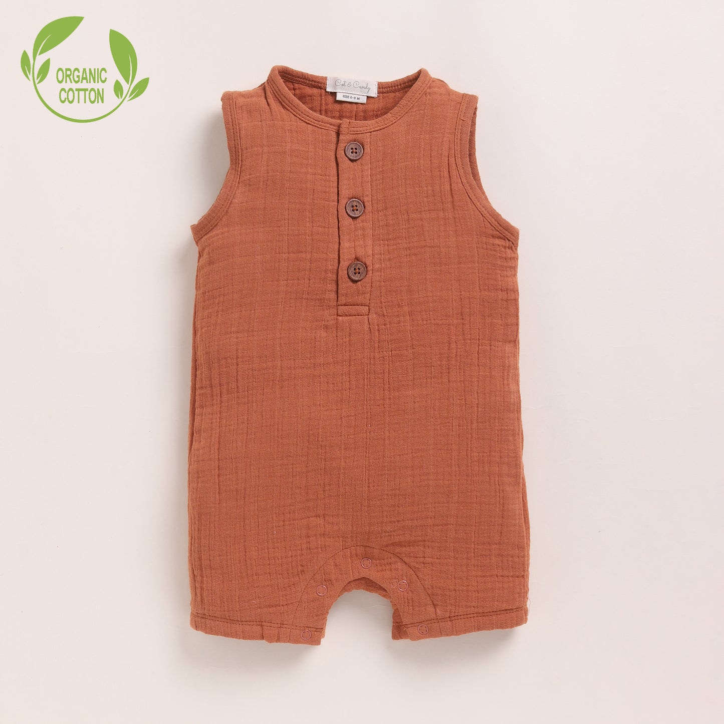 Oatmeal + Ginger Organic Muslin Half Romper Pack Of 2
