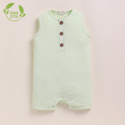 Pistachio Cream Organic Muslin Half Romper