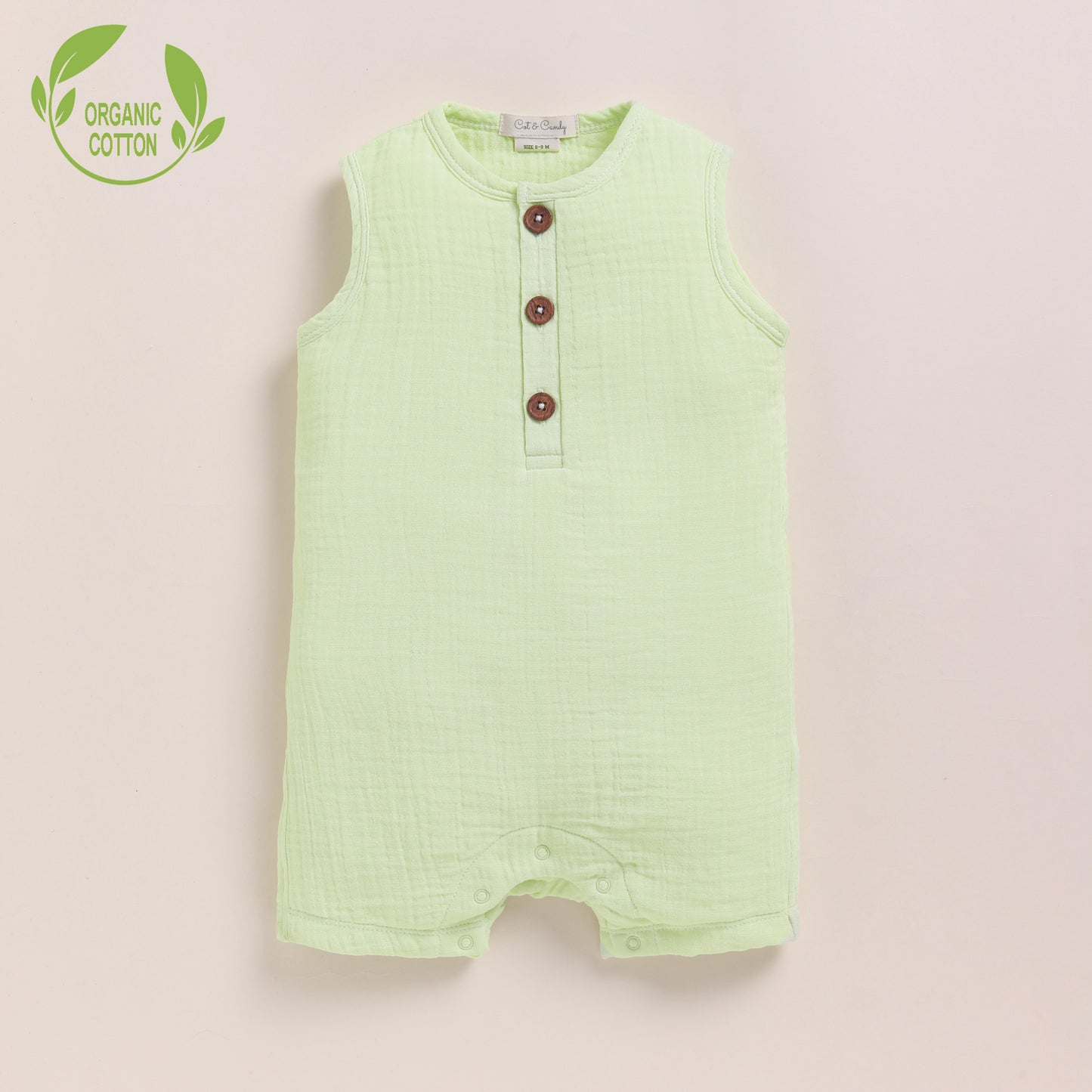 Pistachio Cream + Sage Organic Muslin Half Romper Pack Of 2