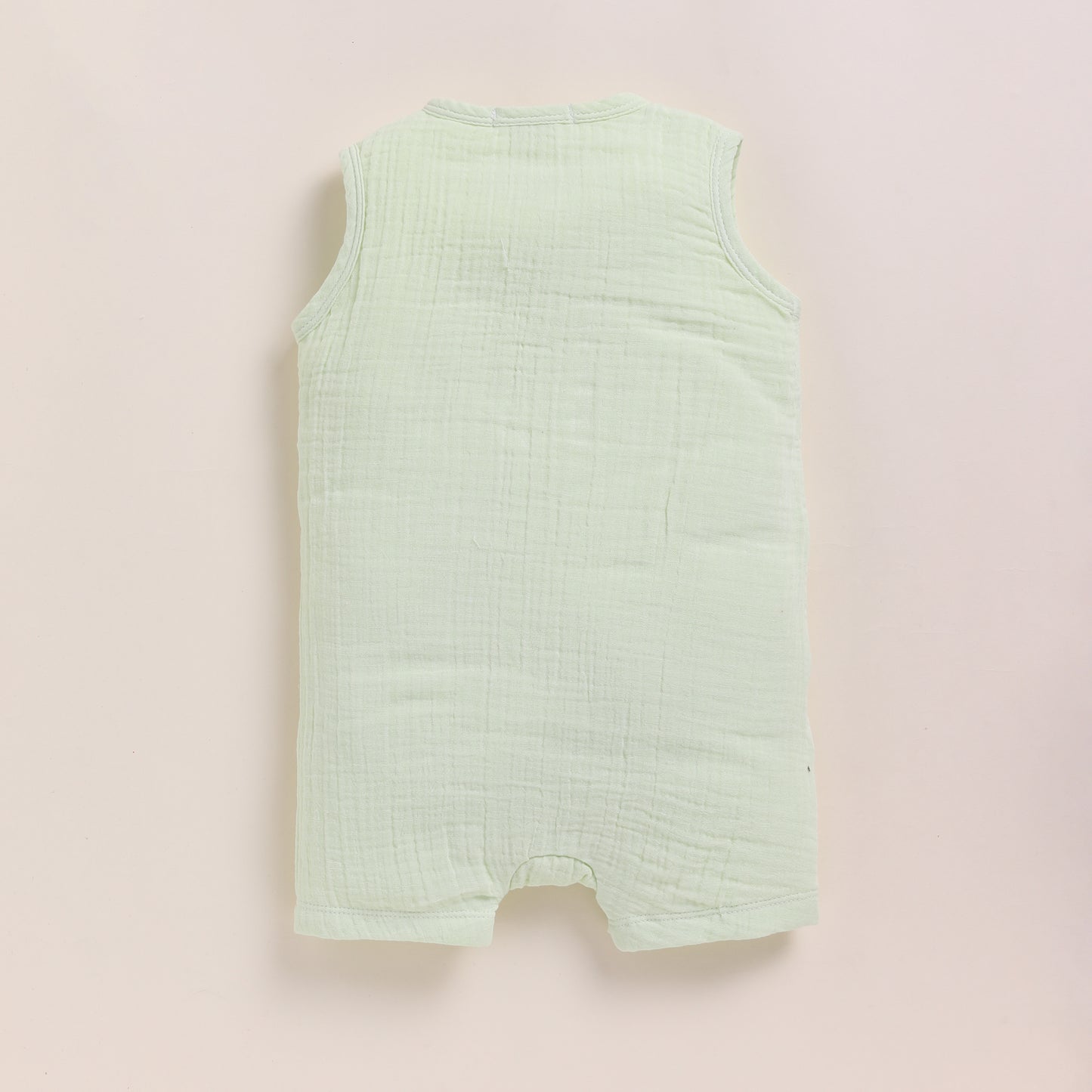 Olive + Pistachio Cream Organic Muslin Half Romper Pack Of 2