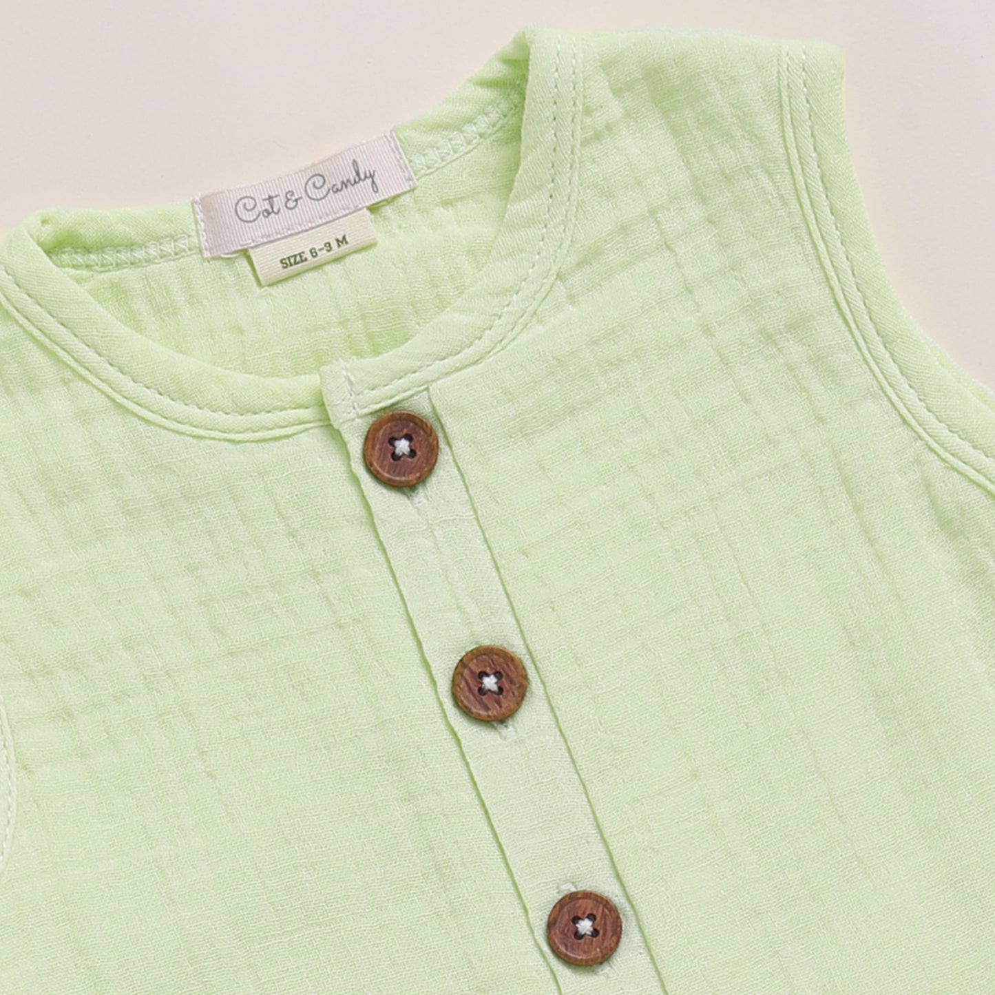 Pistachio Cream + Sage Organic Muslin Half Romper Pack Of 2