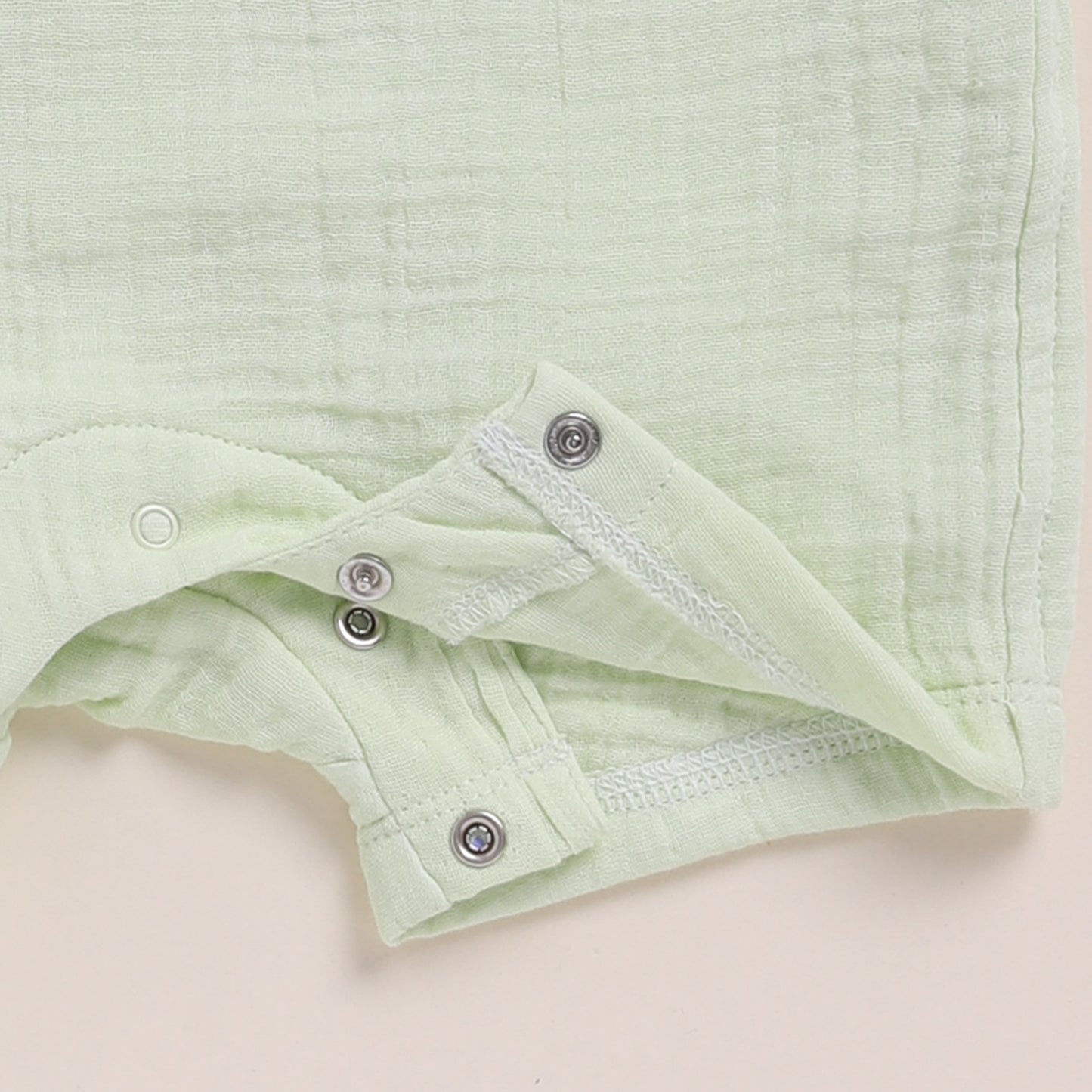 Olive + Pistachio Cream Organic Muslin Half Romper Pack Of 2