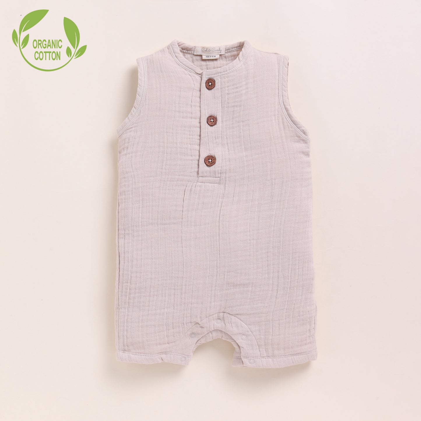 Oatmeal + Ginger Organic Muslin Half Romper Pack Of 2