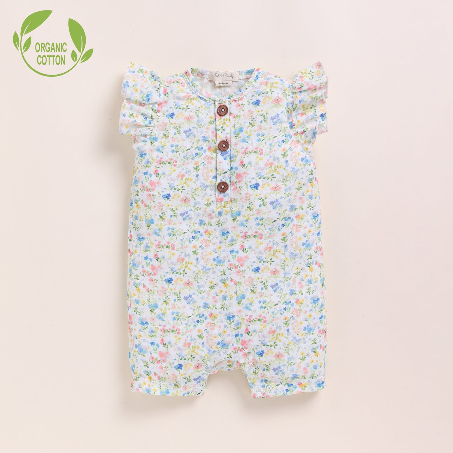 Spring Floral + Sage Organic Muslin Half Romper Pack Of 2