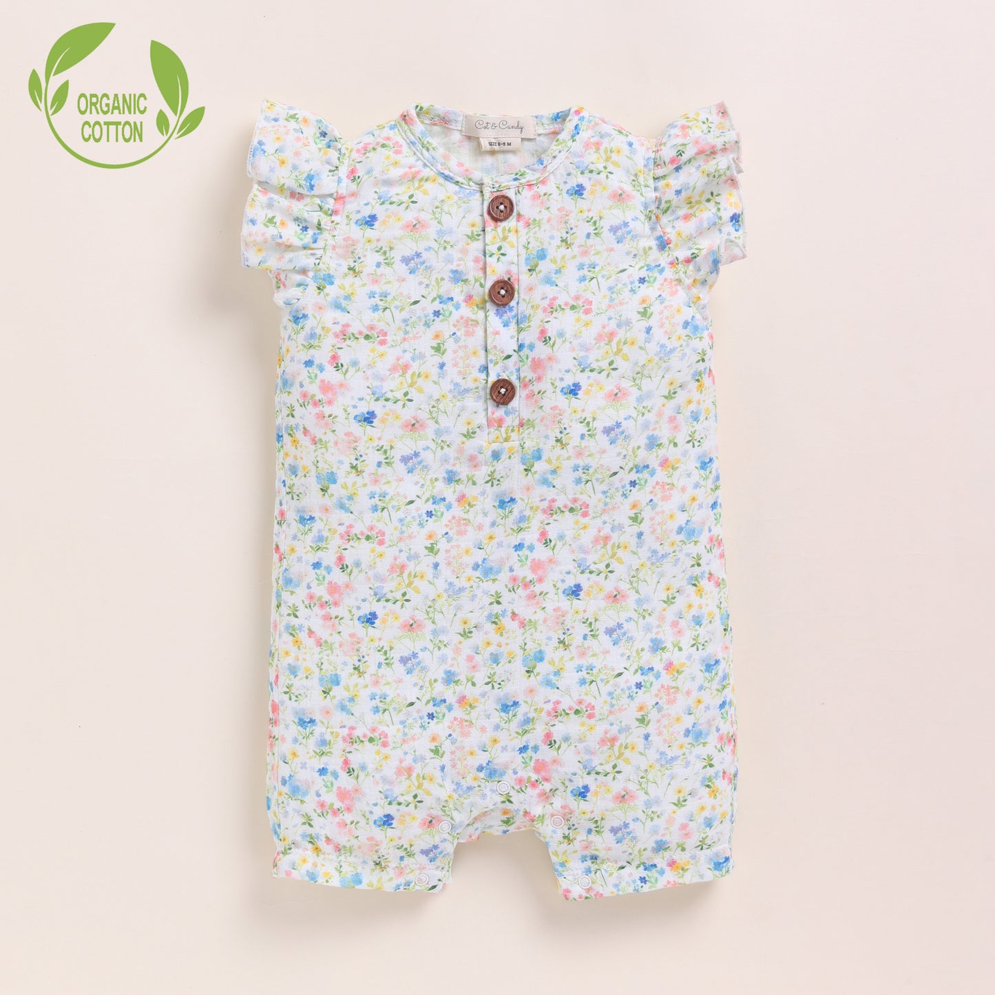 Strawberry + Spring Floral Organic Muslin Half Romper Pack Of 2