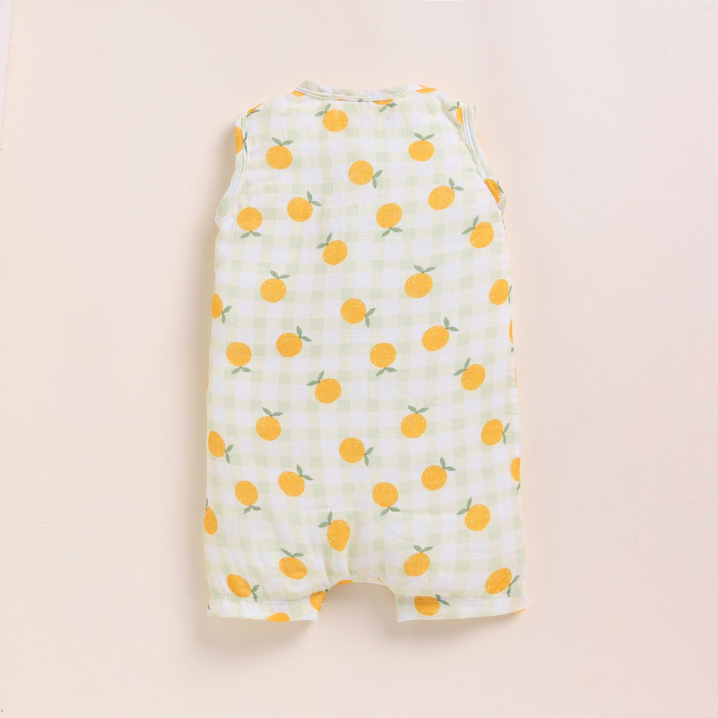 Orange Print Organic Muslin Half Romper