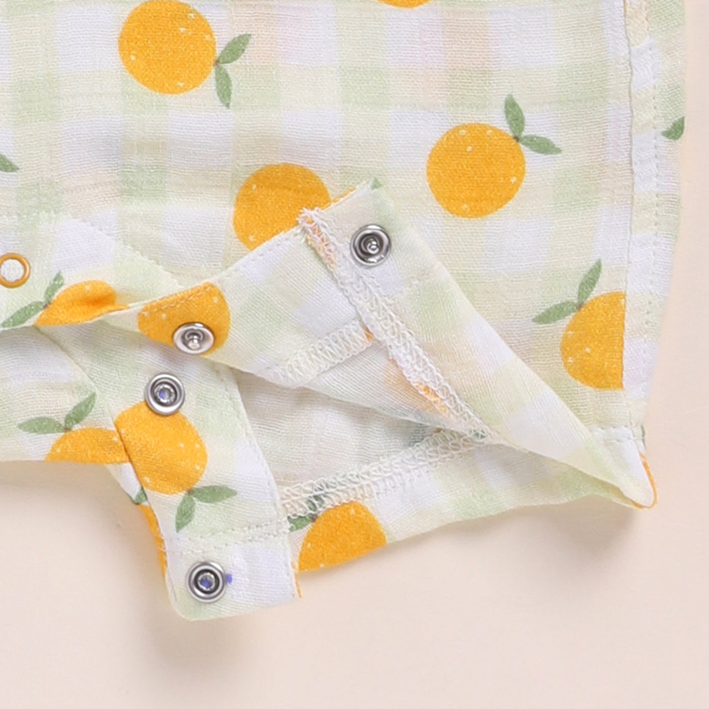 Orange Print Organic Muslin Half Romper