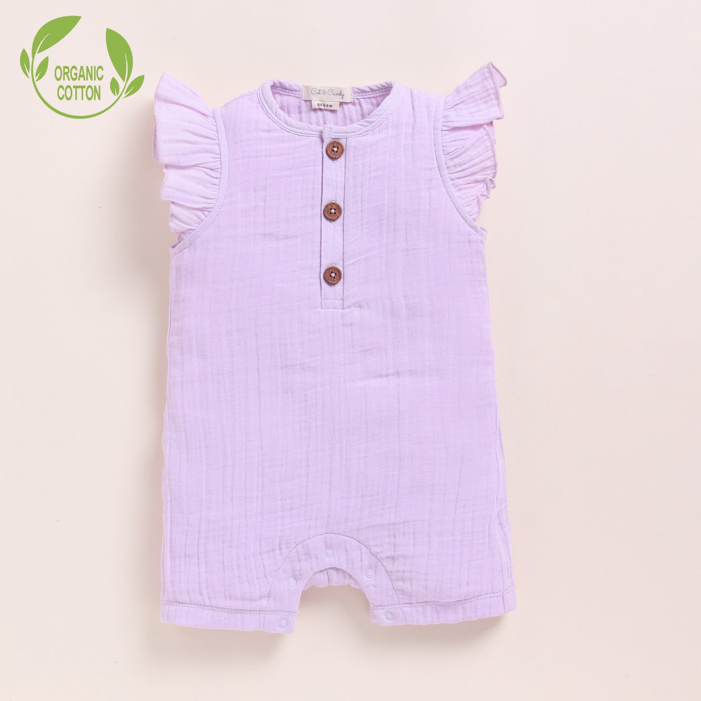 Lilac Organic Muslin Frill Half Romper