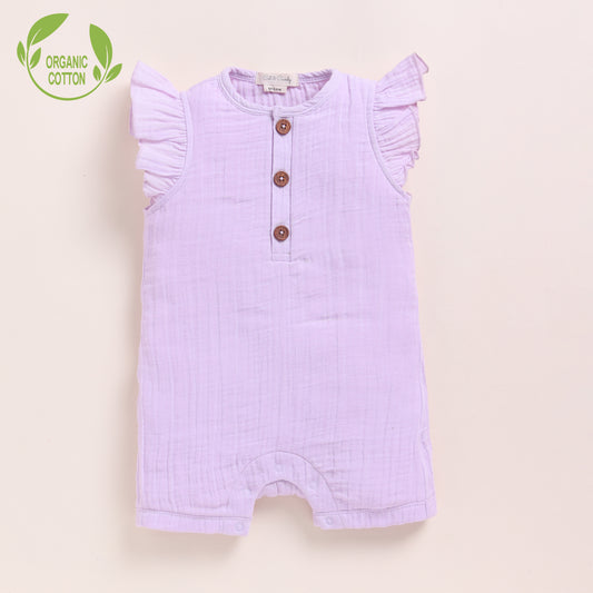 Lilac Organic Muslin Frill Half Romper