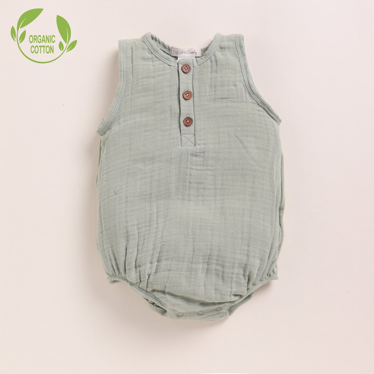 Pistachio Cream + Sage Organic Muslin Bubble Romper Pack Of 2