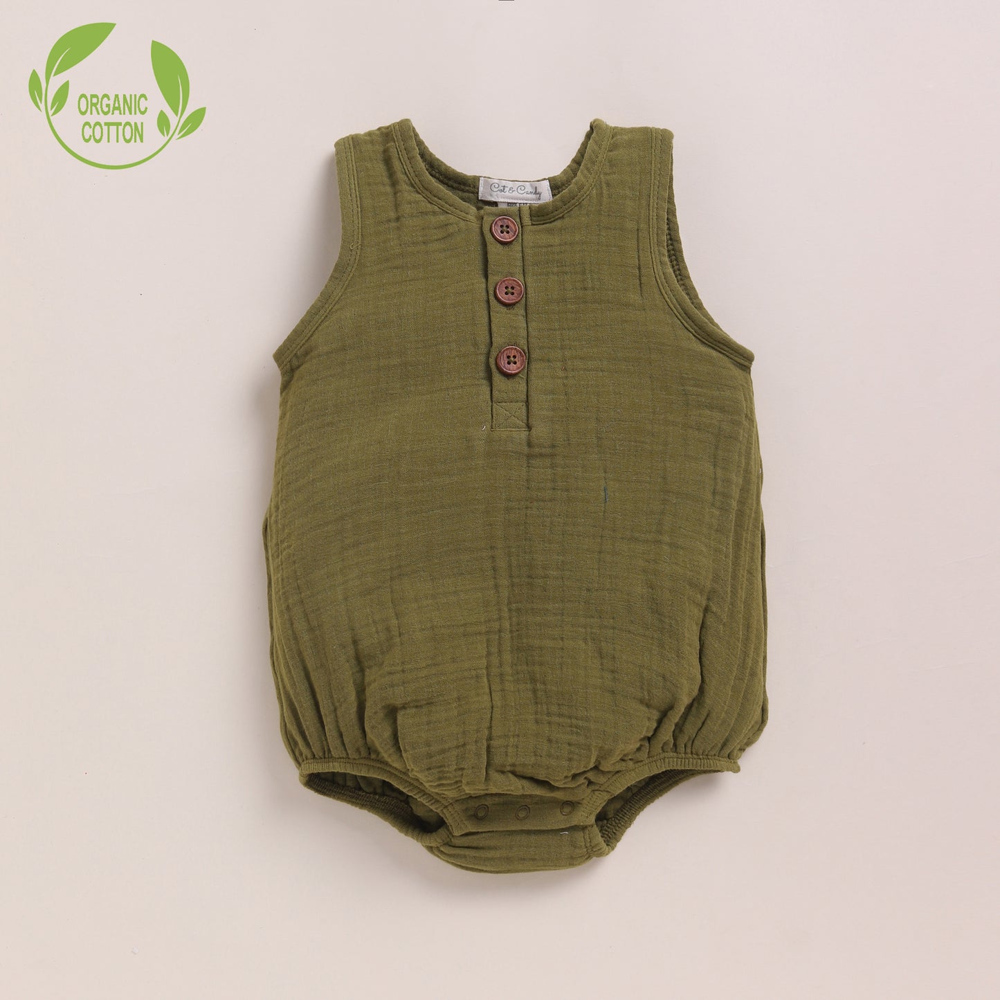 Olive + Pistachio Cream Organic Muslin Bubble Romper Pack Of 2